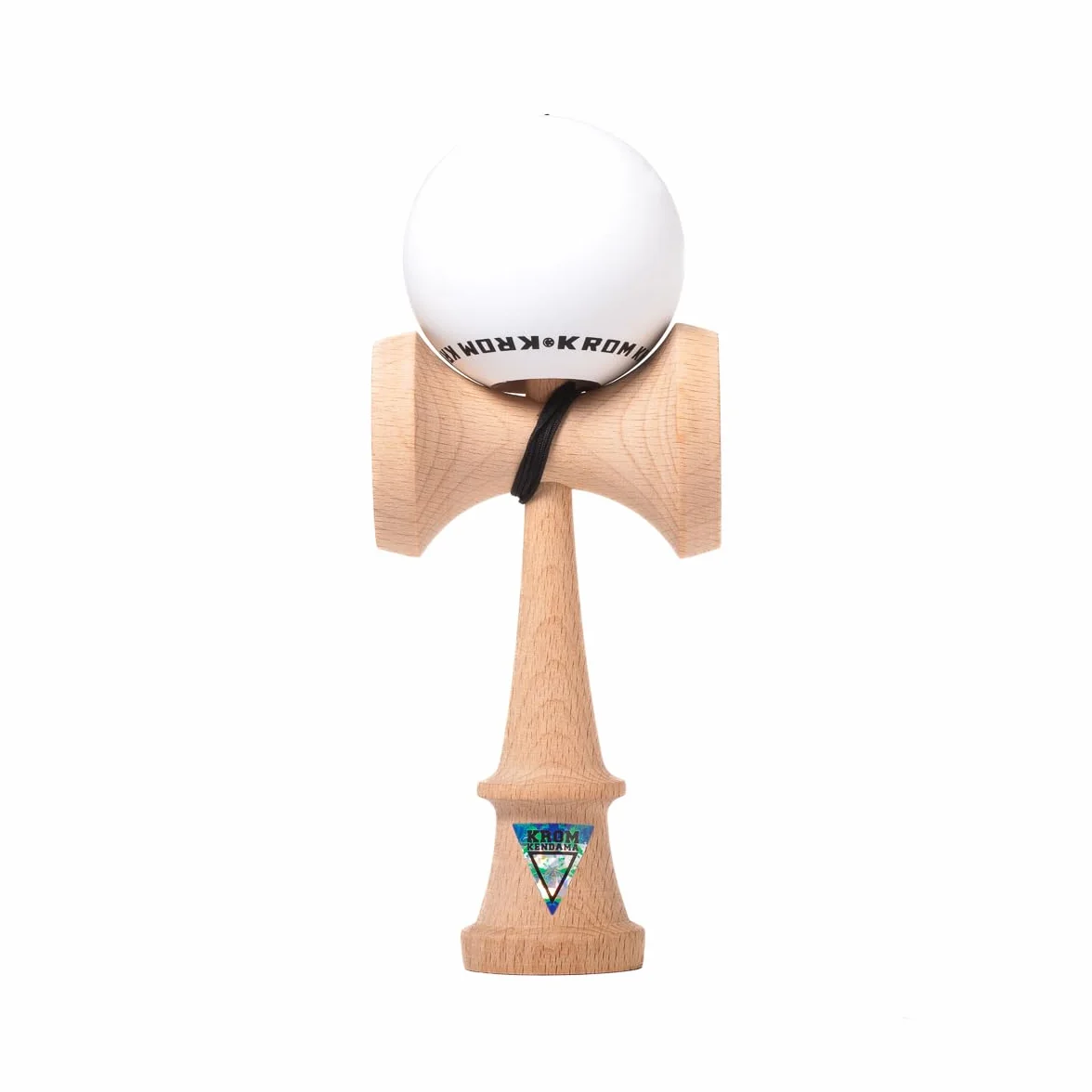 KROM Kendama POP Rubber bianco – in legno di faggio certificato – legno di alta qualità – per principianti e professionisti – Confezione: corda di ricambio + adesivi