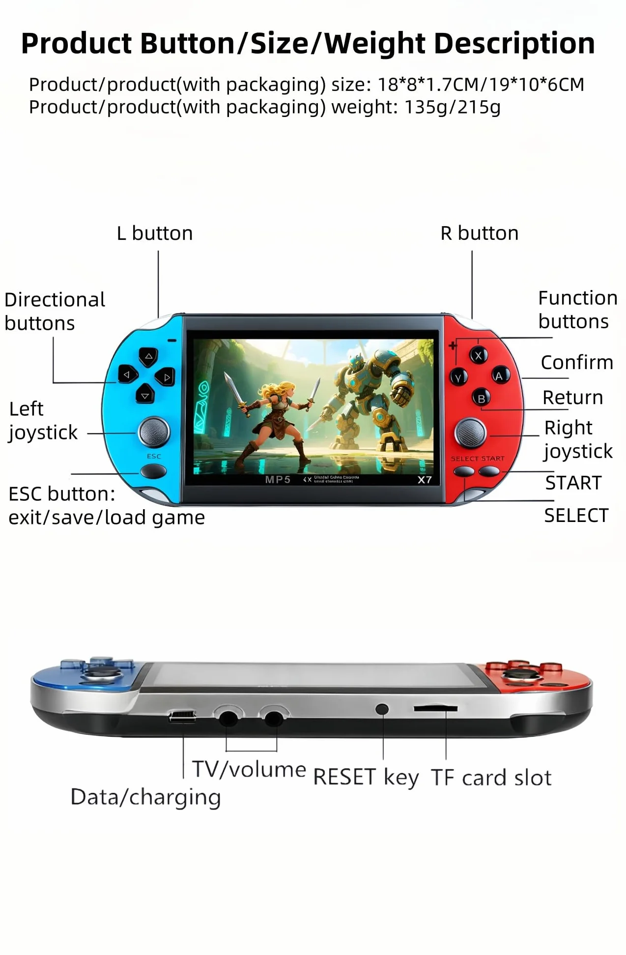 Console di gioco retrò da 4,5 pollici Simulatori multipli 3000 Giochi Gratis Integrato Supporto video/musica Dispositivo di gioco portatile/giocattolo Gioco di viaggio elettronico Regali per