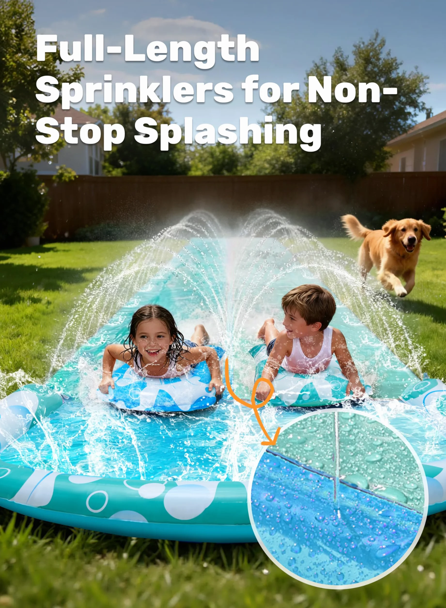 JOYIN Scivolo d'Acqua 32,5 piedi con 2 Tavole Gonfiabili, Giocattolo Estivo per Bambini e Adulti, Blu