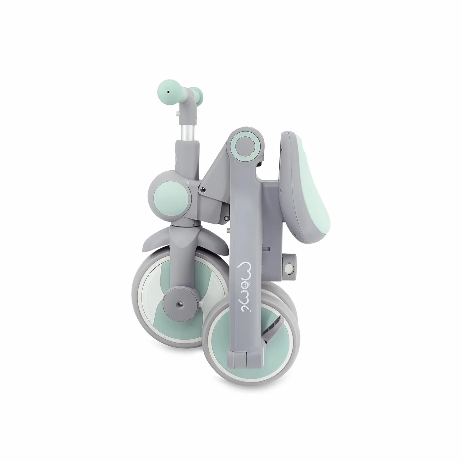 Triciclo per bambini MoMi 4in1 SOLIVIA con manubrio telescopico, cinture di sicurezza a 5 punti, per bambini a partire da 12 mesi, con capottina parasole, ruote in PU, borsa e portabicchiere
