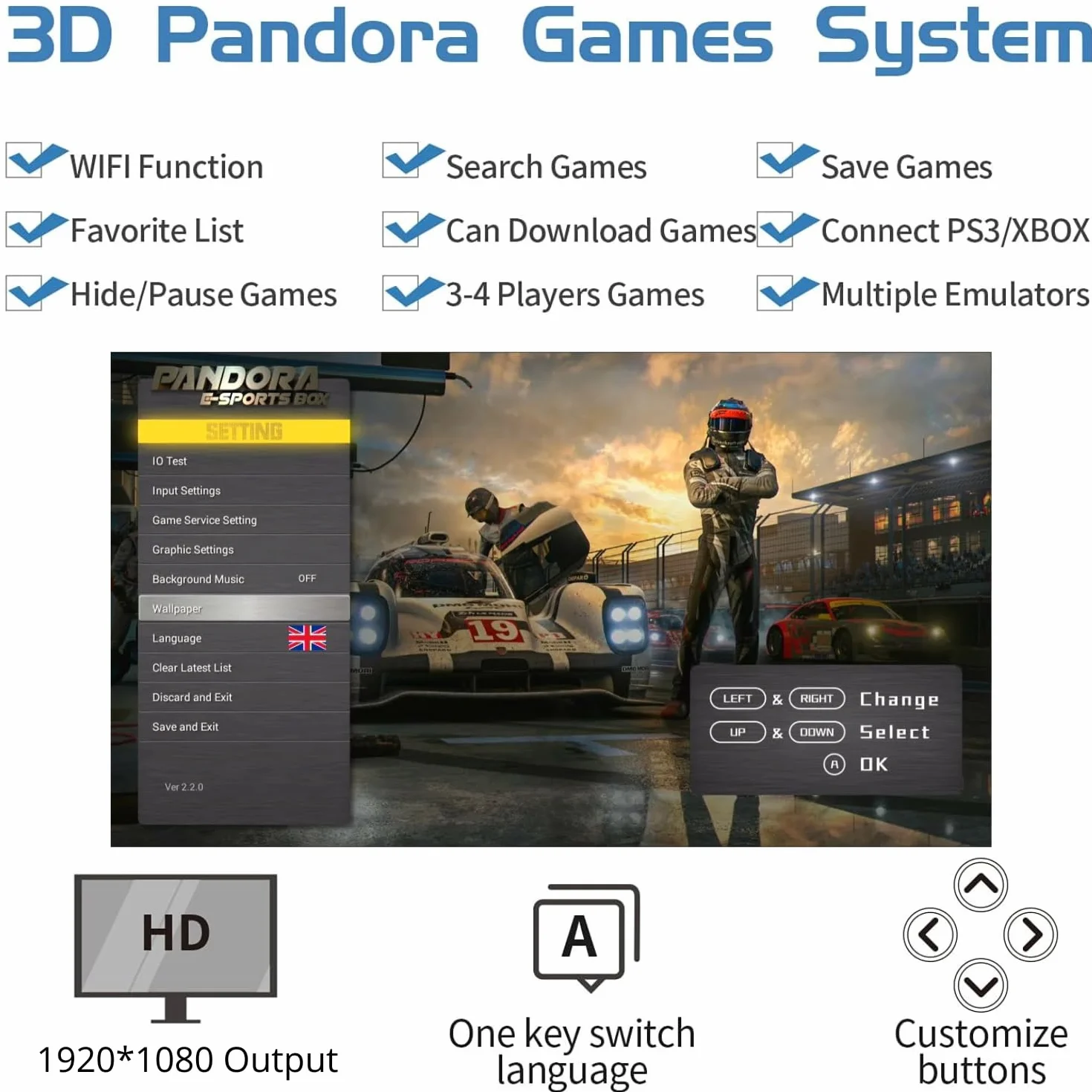 ONFIRE GAMES | PandoraBox E-SPORT | Console Arcade Standalone Con Più di 10000 Titoli Installabili Made in Italy | Tasti Personalizzabili e Controlli Arcade Classici (nero e rosso)