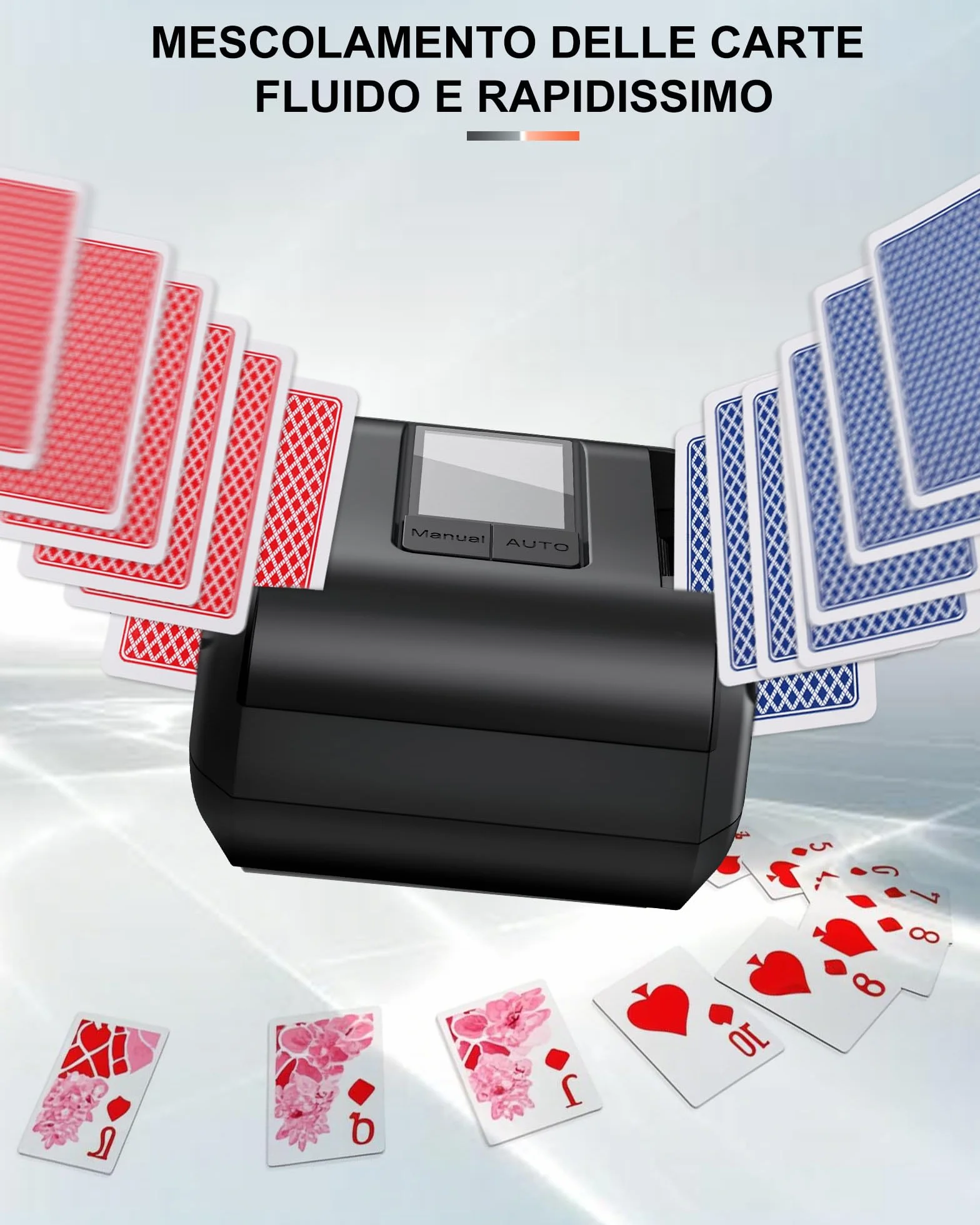 Mescolatore Carte Automatico Elettrico per 1-2 Mazzi Batteria 2000mAh Ricaricabile USB-C Silenzioso Compatibile con Poker Blackjack UNO