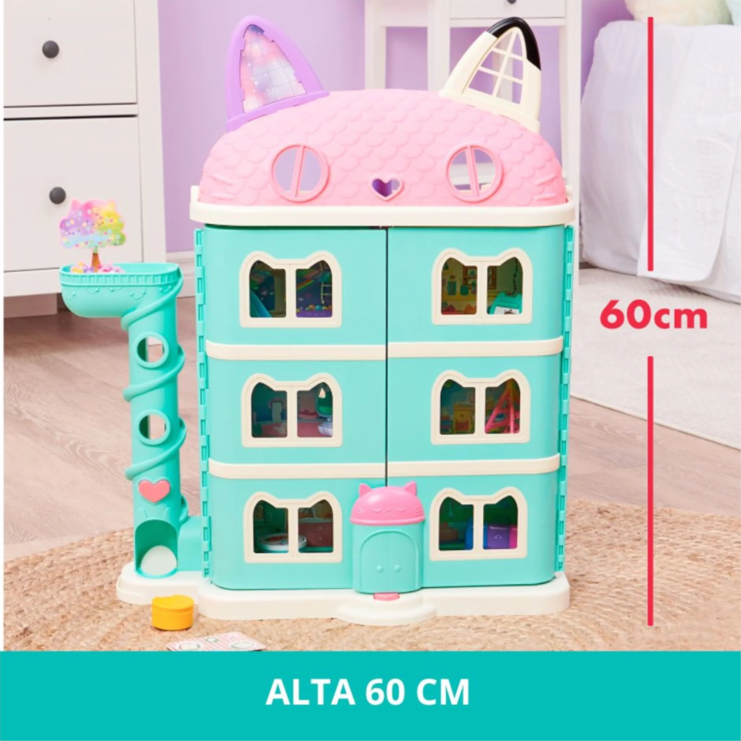 Gabby's Dollhouse, Playset casa delle bambole di Gabby, set con luci e suoni, giochi per bambini dai 3 anni in su