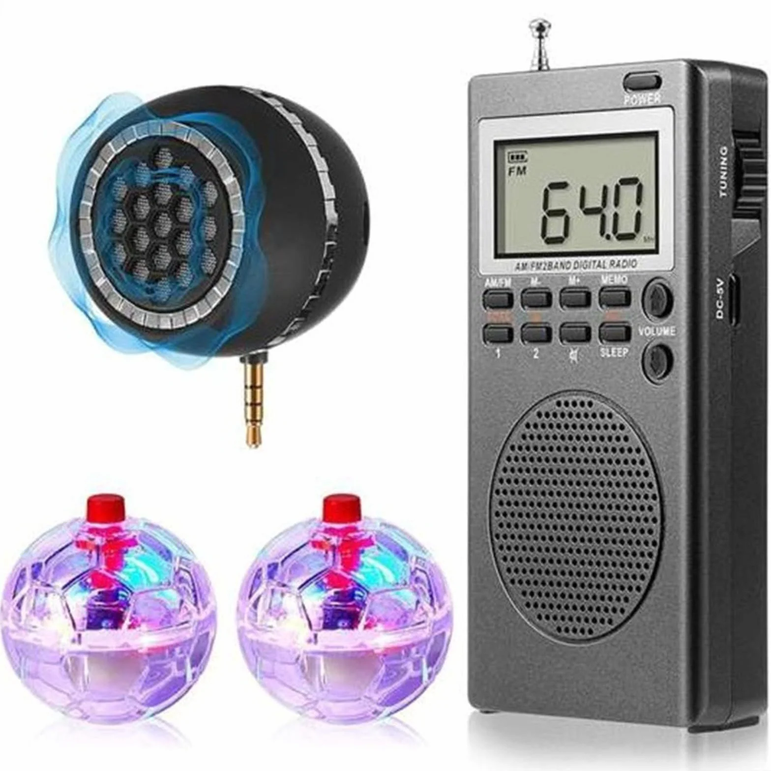 Kit di indagine paranormale con radio box, sensore LED sfere altoparlante per caccia, set da 4/6 pezzi (6 pezzi)