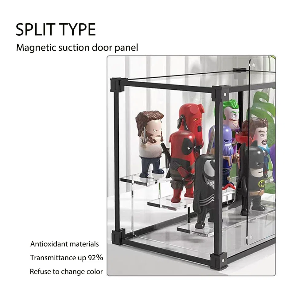 Vetrina acrilica, impilabile trasparente, Vetrina da collezione Antipolvere con porta per le figure del Adatto per LEGO 41374 Automobili modello che raccolgono Self-assembly (40x30x20cm)