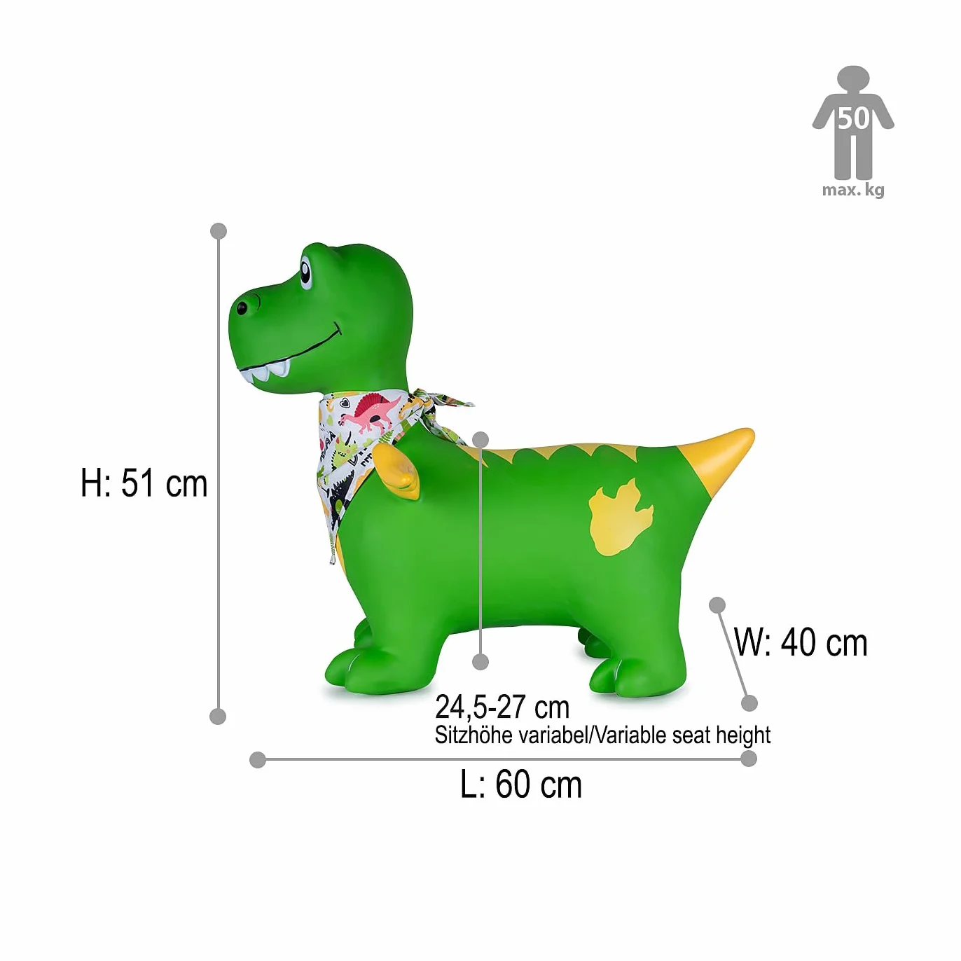 JAMARA 466007 Dino con ali HoppyDoo – Giocattoli per bambini, giocattoli per interni ed esterni, regalo per bambini, giocattoli da giardino, facile da pulire, senza BPA, con pompa