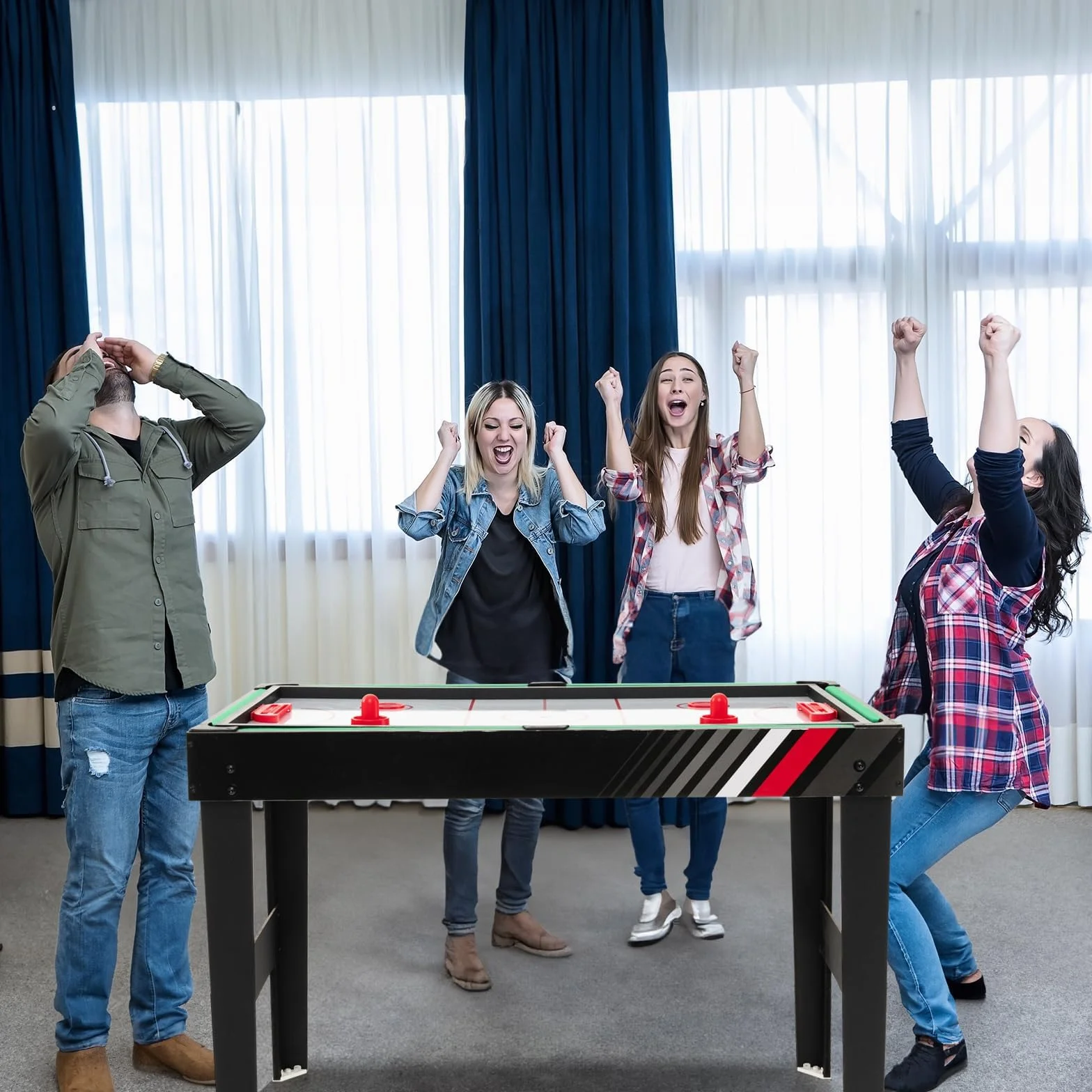 RELAX4LIFE 4 in 1 Tavolo Multigioco con Calcio Balilla, Biliardino, Ping pong e Hockey ad Aria, per Bambini e Adulti, Casa Ufficio Bar, 125x97x83 cm
