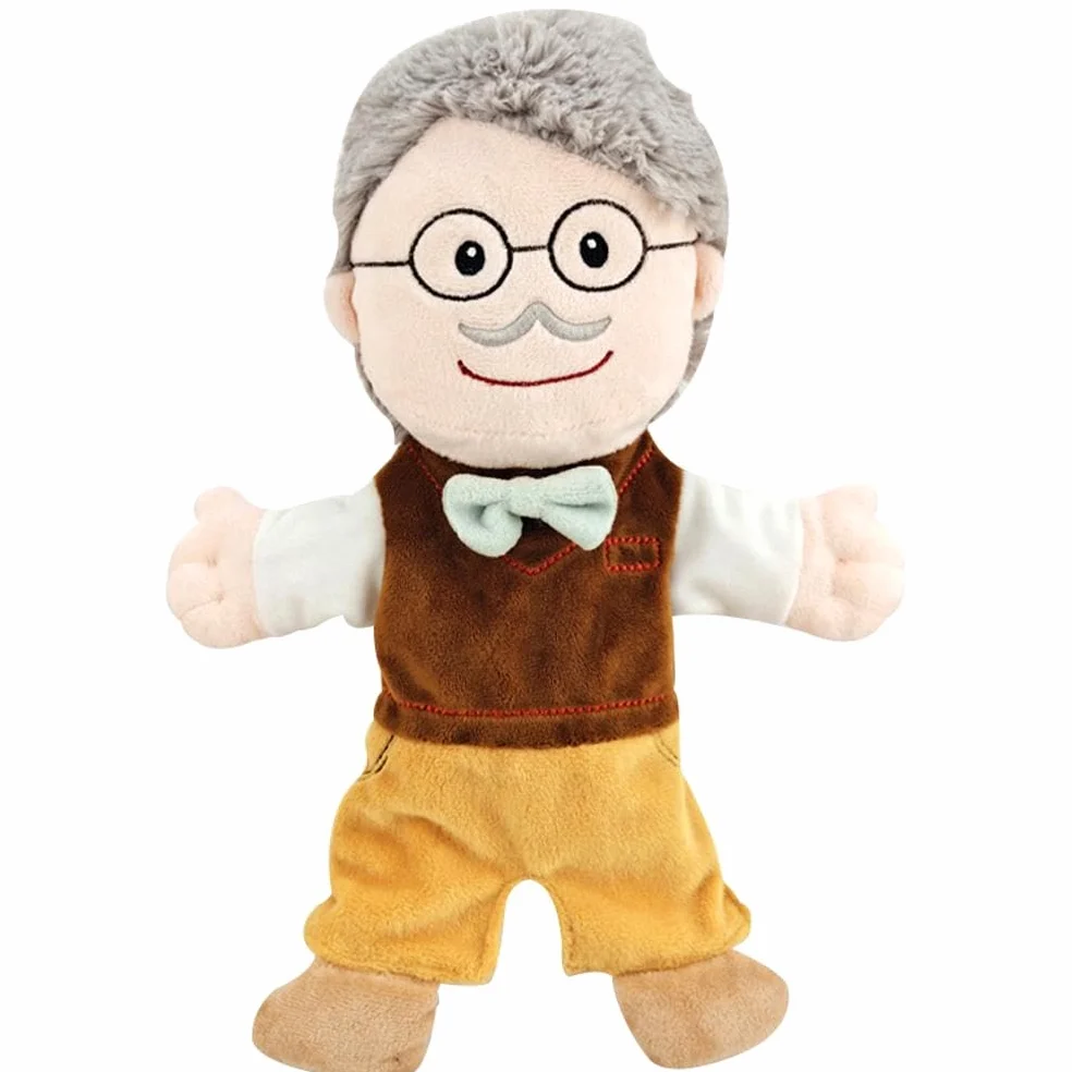 6Pcs Set di Marionette da Mano 11,8 Pollici Morbido Peluche Membri della Famiglia Marionette da Dito Prima Narrazione Educativa per Bambini (Nonno + Nonna + papà + Mamma + Figlio
