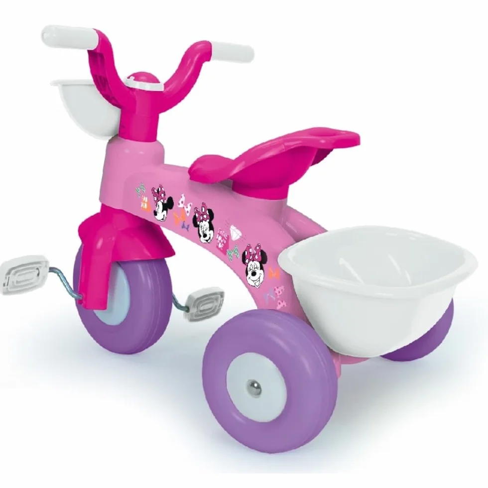 Triciclo primipassi Minnie Disney bici a tre ruote per bambini da 1 a 3 anni triciclo con pedali e cestino portagiochi