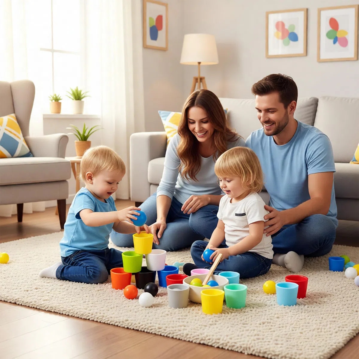 Giocattoli Montessori in Legno 8 Palline Colore Smistamento Conteggio Apprendimento Educativo Gioco Abbinamento
