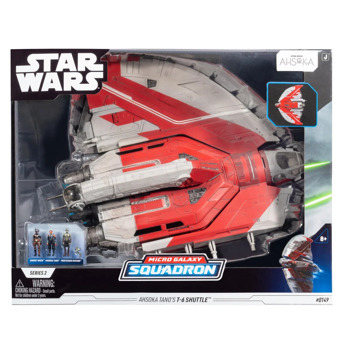 Star Wars Micro Galaxy Squadron Ahsoka Tanos T-6 Jedi Shuttle - Veicolo da 33 cm con ali rotanti e tre microfigure da 2,5 cm come accessorio