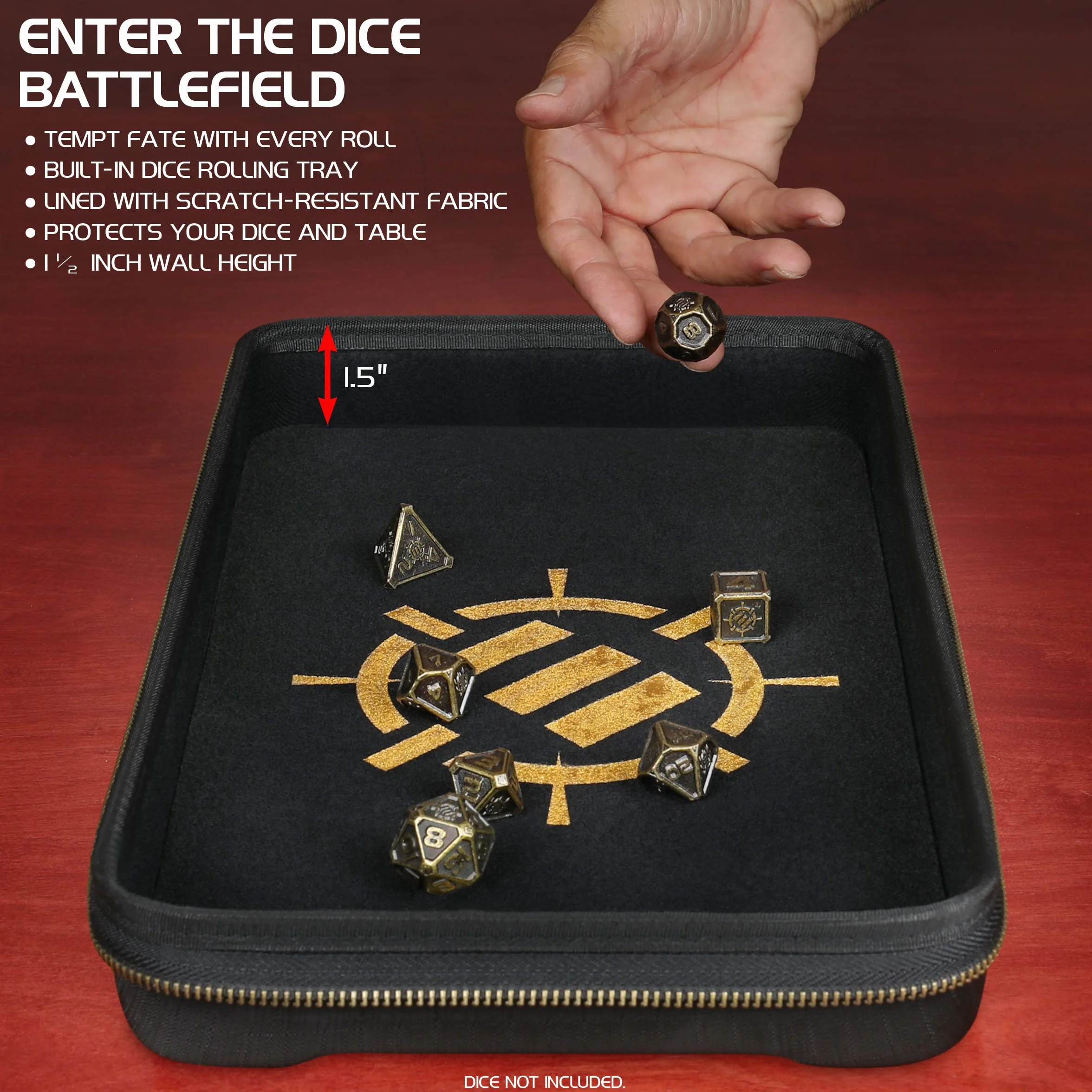 ENHANCE Portadadi DnD da Tavolo e Vassoio per Dadi - Porta dadi contenitore per 500 RPG con design protettivo robusto interni morbidi tasche organizer