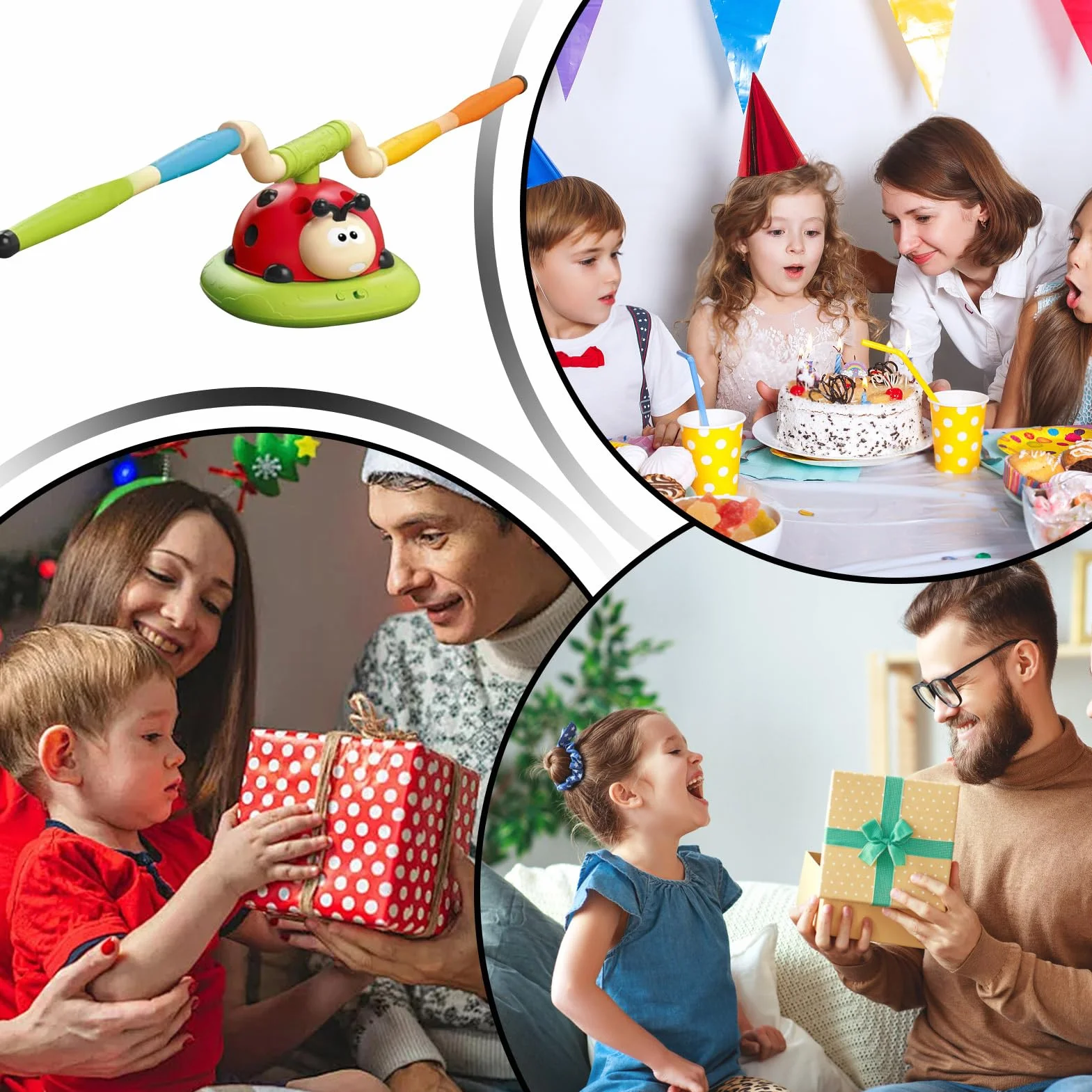 Giocattolo da salto coccinella - Gioco di lancio 'anello per bambini e lanciarazzi interattivo, giocattolo per esercizi di rotazione musicale con telecomando | Cortile Giardino Patio Cortile Casa