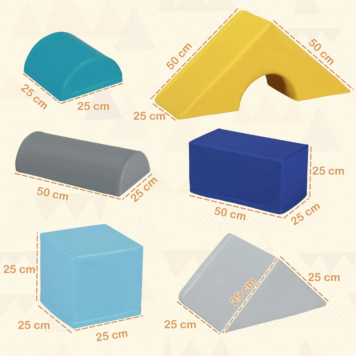 HOMCOM Set di 11 Blocchi Morbidi in Schiuma e PU per Bambini 1-3 Anni, Giocattoli per Arrampicata Multicolore