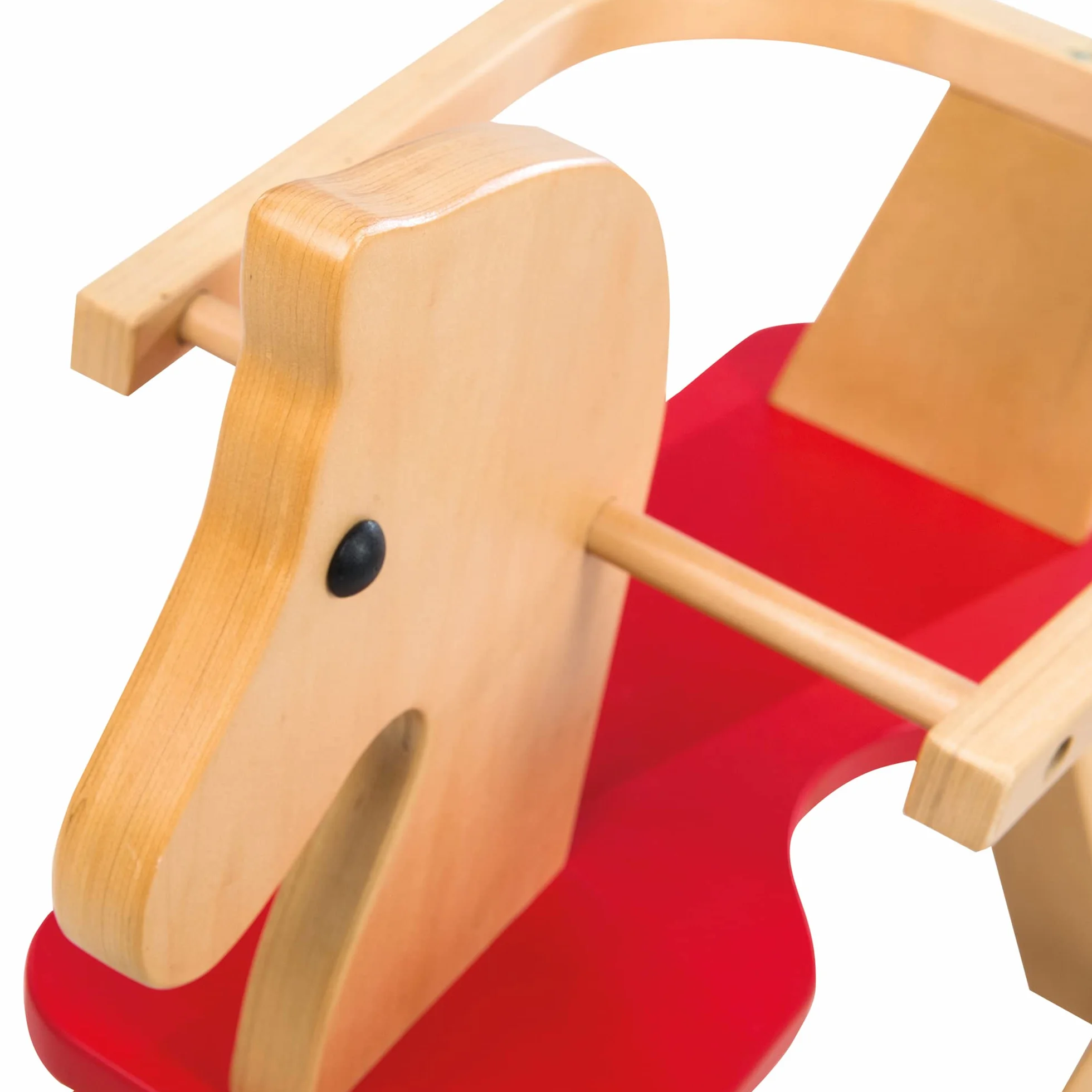 roba Cavallo a Dondolo per Bambini - Anello di Protezione Rimovibile - dai 12 Mesi in Su - Ideale come Regalo di Compleanno e Natale - Legno Massiccio - Sedile Rosso