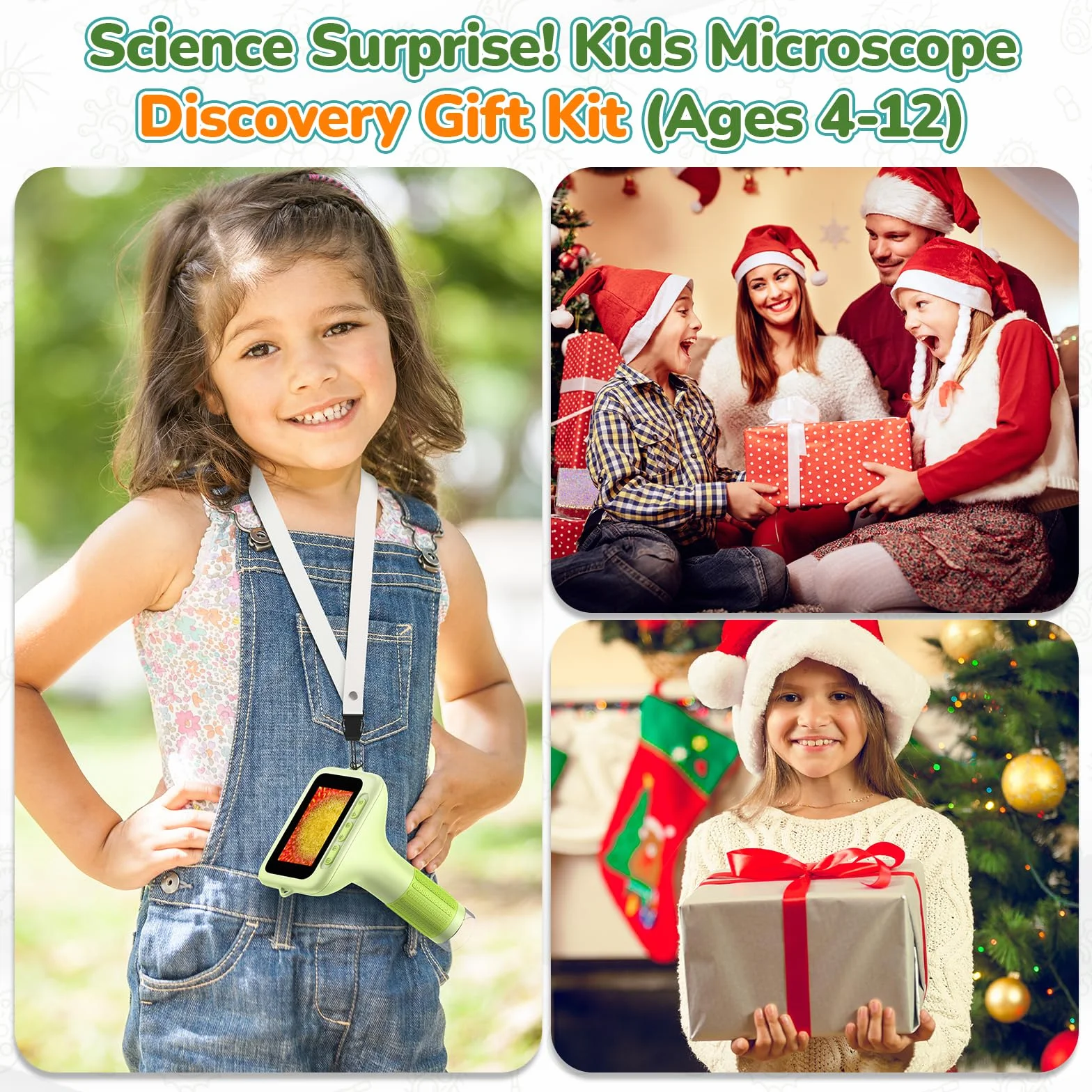Microscopio Digital con Schermo da 3,0" per Bambini: Mini Microscopio Portatile Ricaricabile 1000X, Lente d'Ingrandimento 4K per Monete e Gioielli, Giocattolo Educativo STEM, Regalo di Natale per