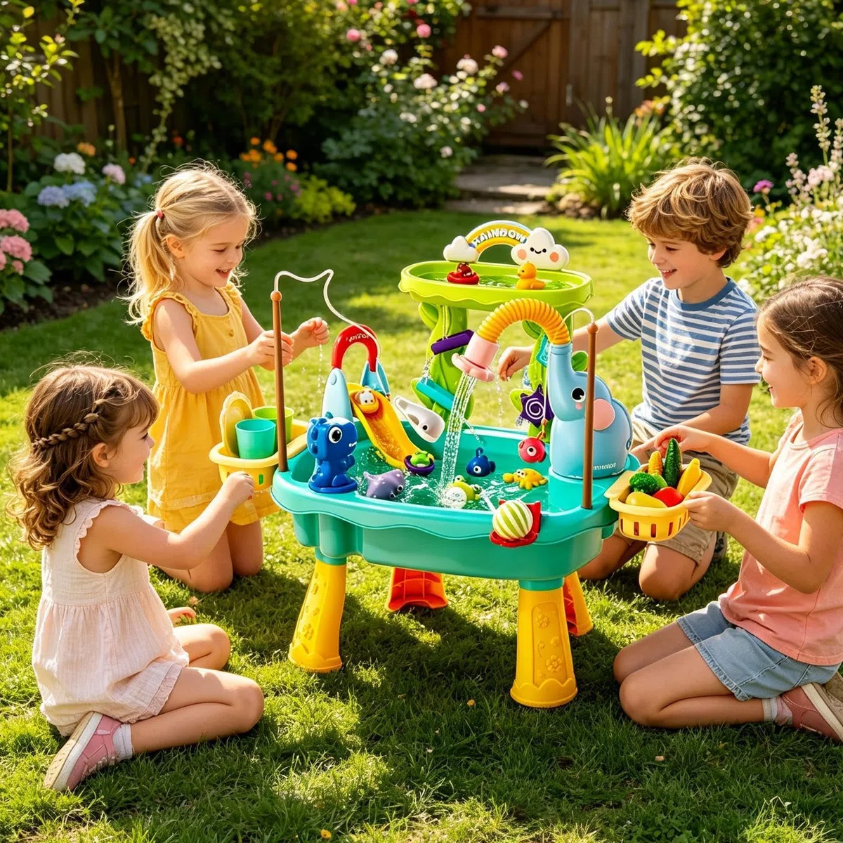 Tavolo Acqua Bimbi Giocattolo con Pompa Elettrica Giocattolo Acquatico da Esterno per Bambini Prescolari