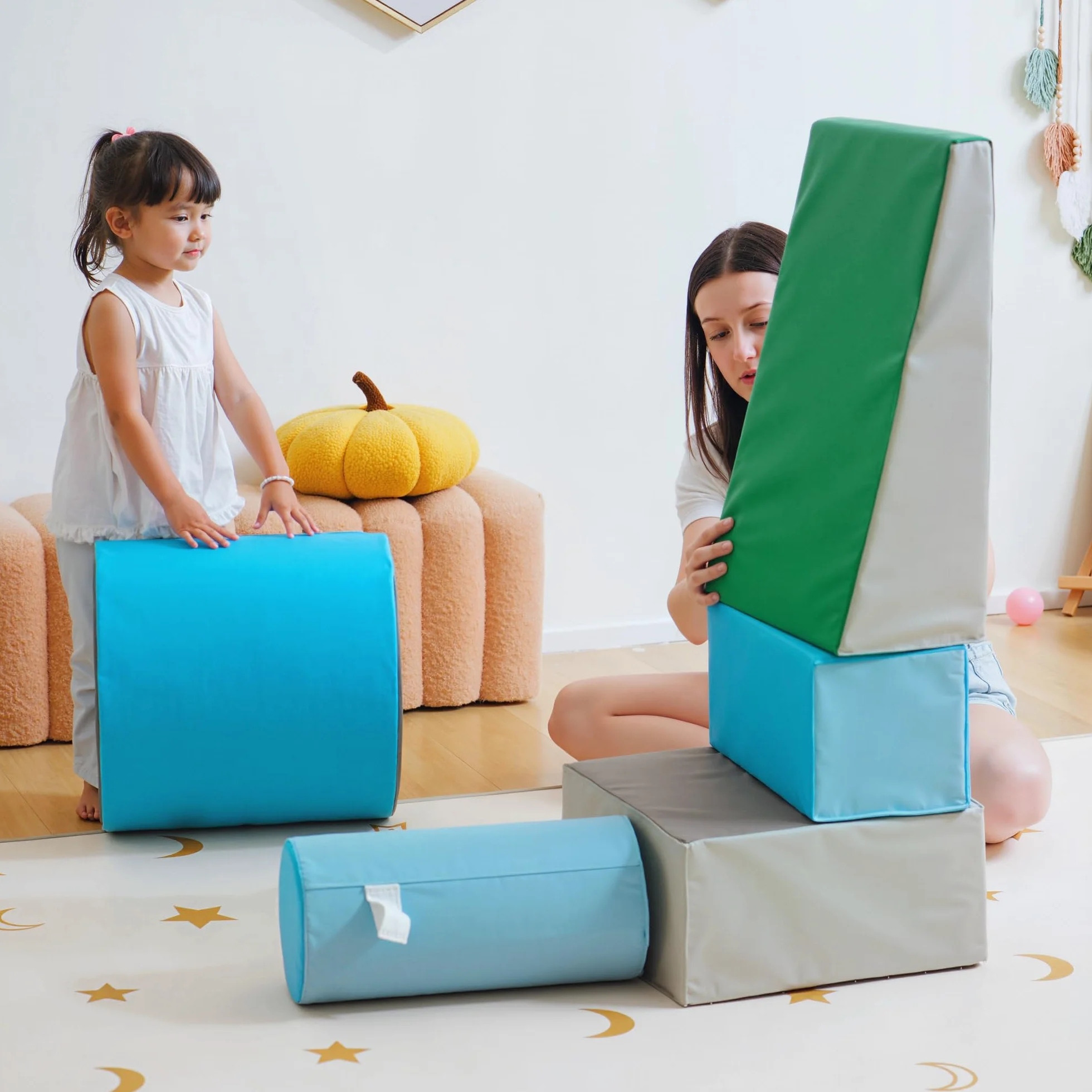 HOMCOM Set Costruzioni Morbide 5 Blocchi Colorati per Bimbi 1-3 Anni