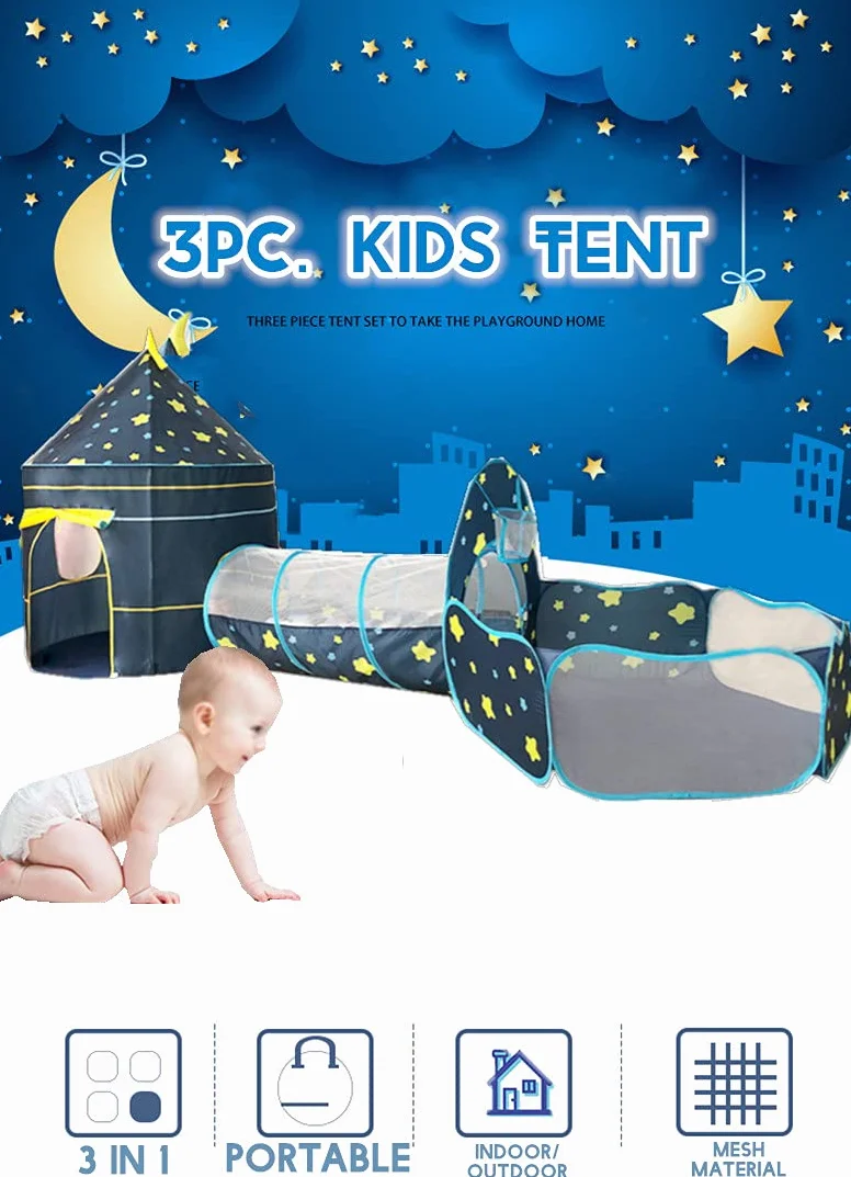 Tenda per bambini 3 in 1 con tunnel e vasca per le palline