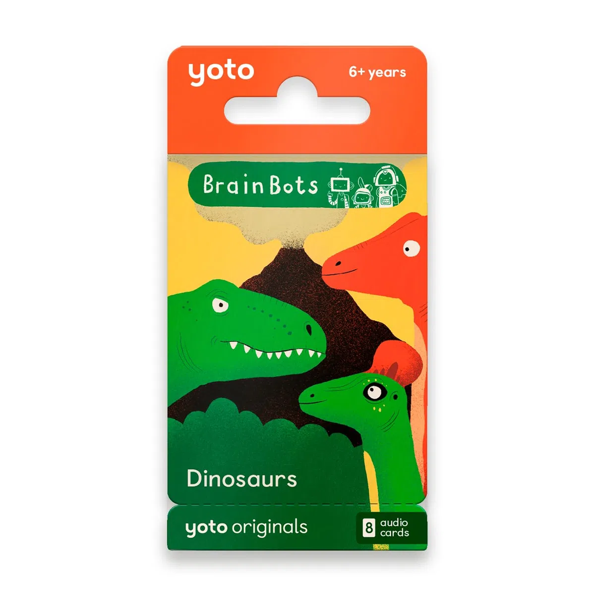 Yoto BrainBots: Dinosauri - 8 schede audiolibri per bambini da utilizzare con lettore e mini dispositivo audio all-in-1, ascolto educativo senza schermo con storie divertenti per apprendimento e quiz