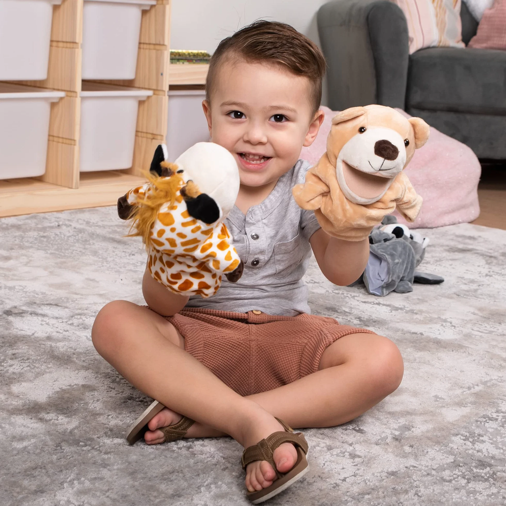 JOYIN Zoo amici Burattini di animali da mano con peluche a bocca aperta mobile (confezione da 6) per giochi fantasiosi