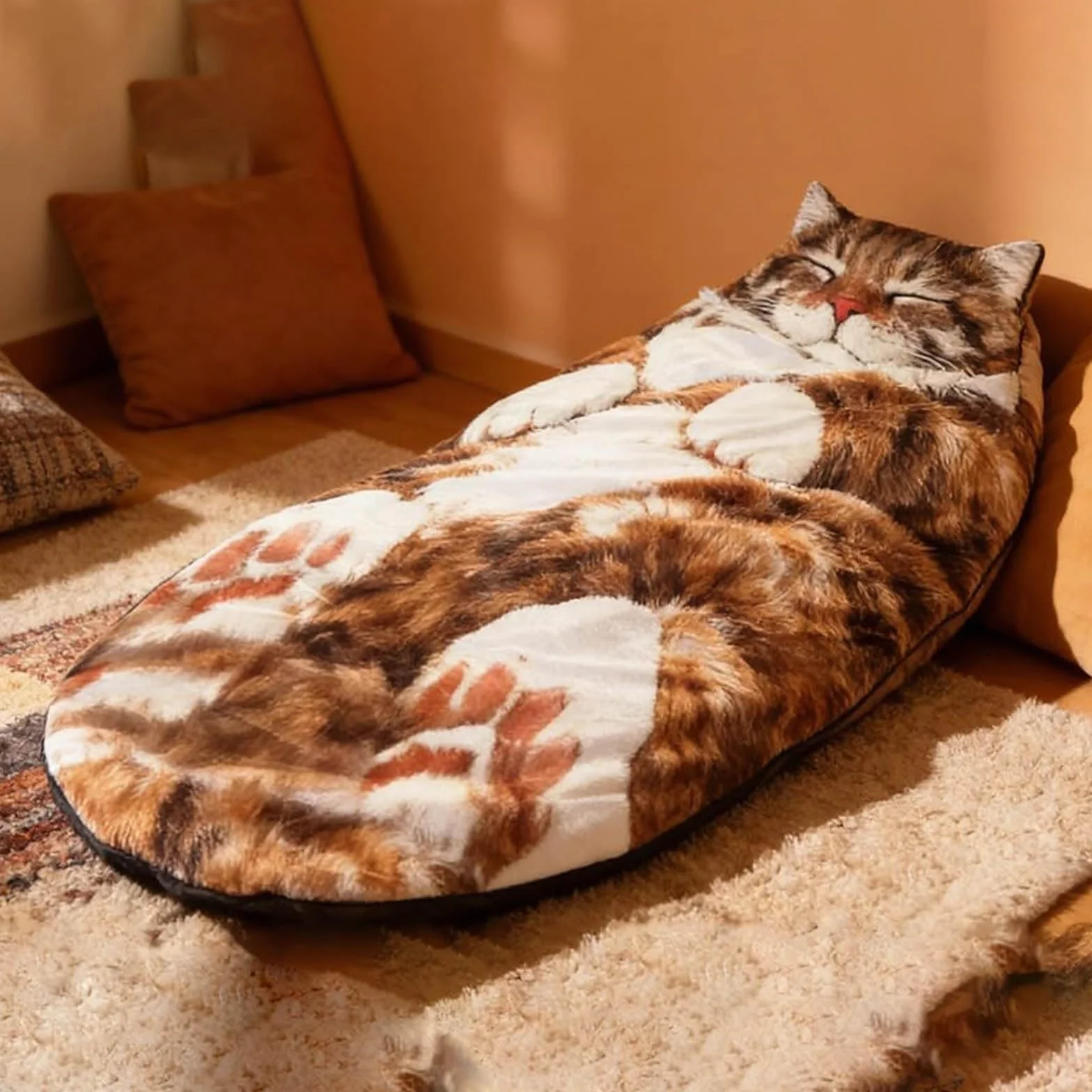Sacco a pelo a busta con stampa di gatti, sacco a pelo per animali adulti, design a busta gigante in peluche, lavabile in lavatrice, coperta calda a tema gatto carino per casa e campeggio