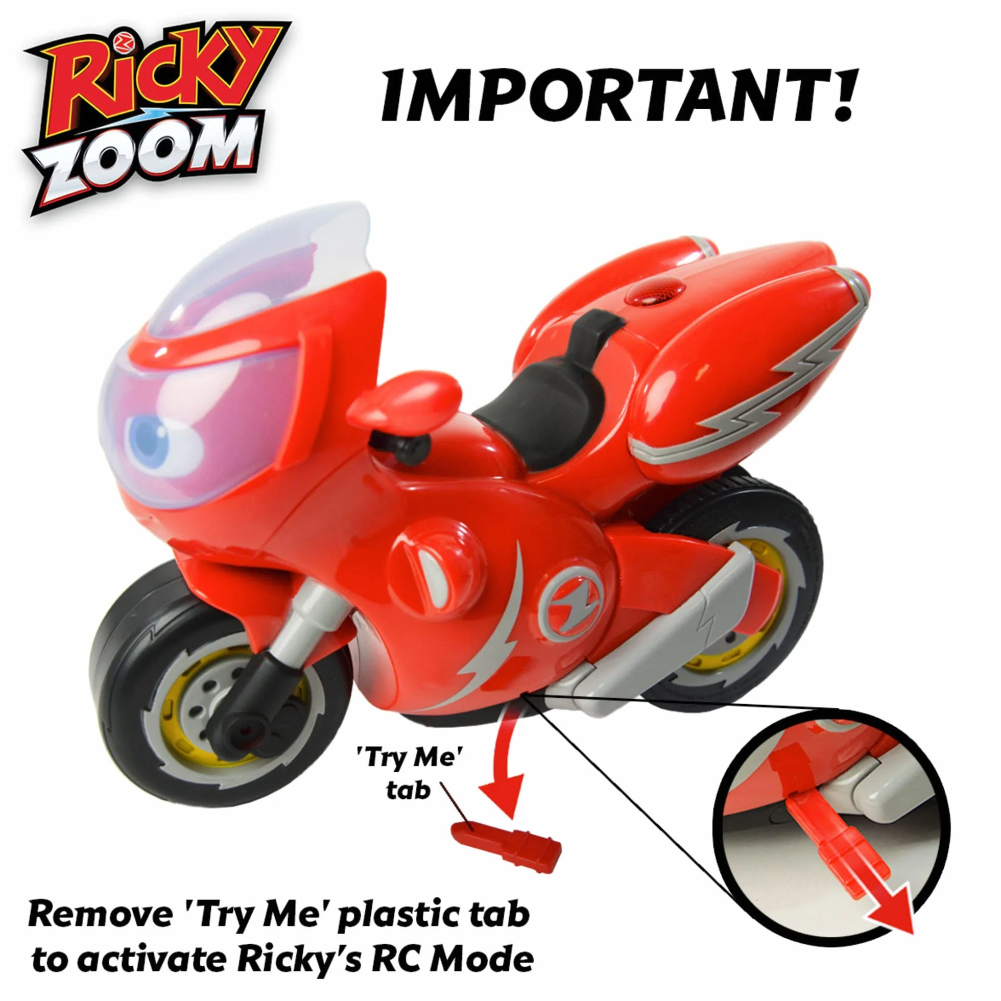RC Turbo Trick Ricky, la moto acrobatica con telecomando fa ruote e sbalorditivi a 360 gradi, Ricky Zoom offre avventure perfette per i bambini in età prescolare e gli appassionati della serie!