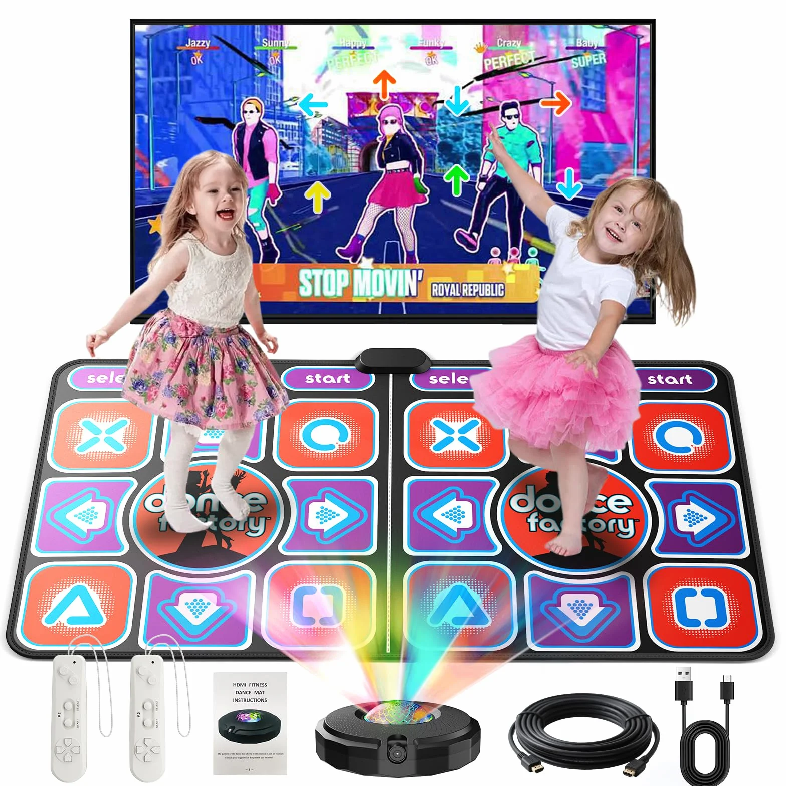 Tappetino da ballo per bambini e adulti, tappetino da ballo interattivo per TV con fotocamera, modelli migliorati, doppio tappeto da ballo musicale resistente e antiscivolo, 166 x 93 cm