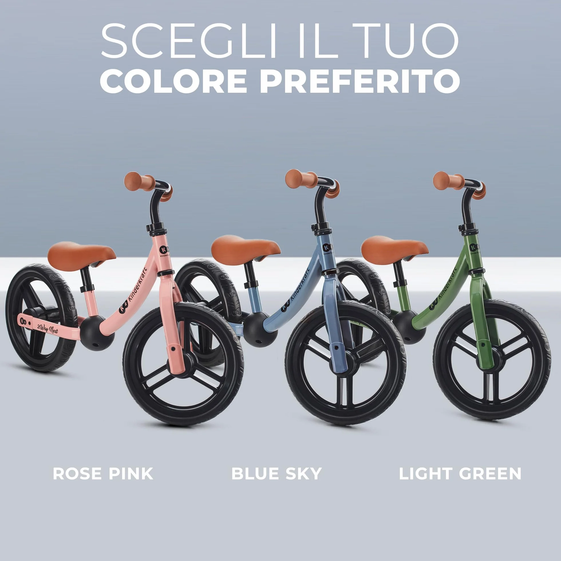 kk Kinderkraft 2WAY NEXT Bicicletta bambini 2-5 anni, Bici senza pedali, 12 polici ruote, Design sportivo, Regolazione della sella, Bloccasterzo, Montaggio facile, Struttura leggera, Rosa