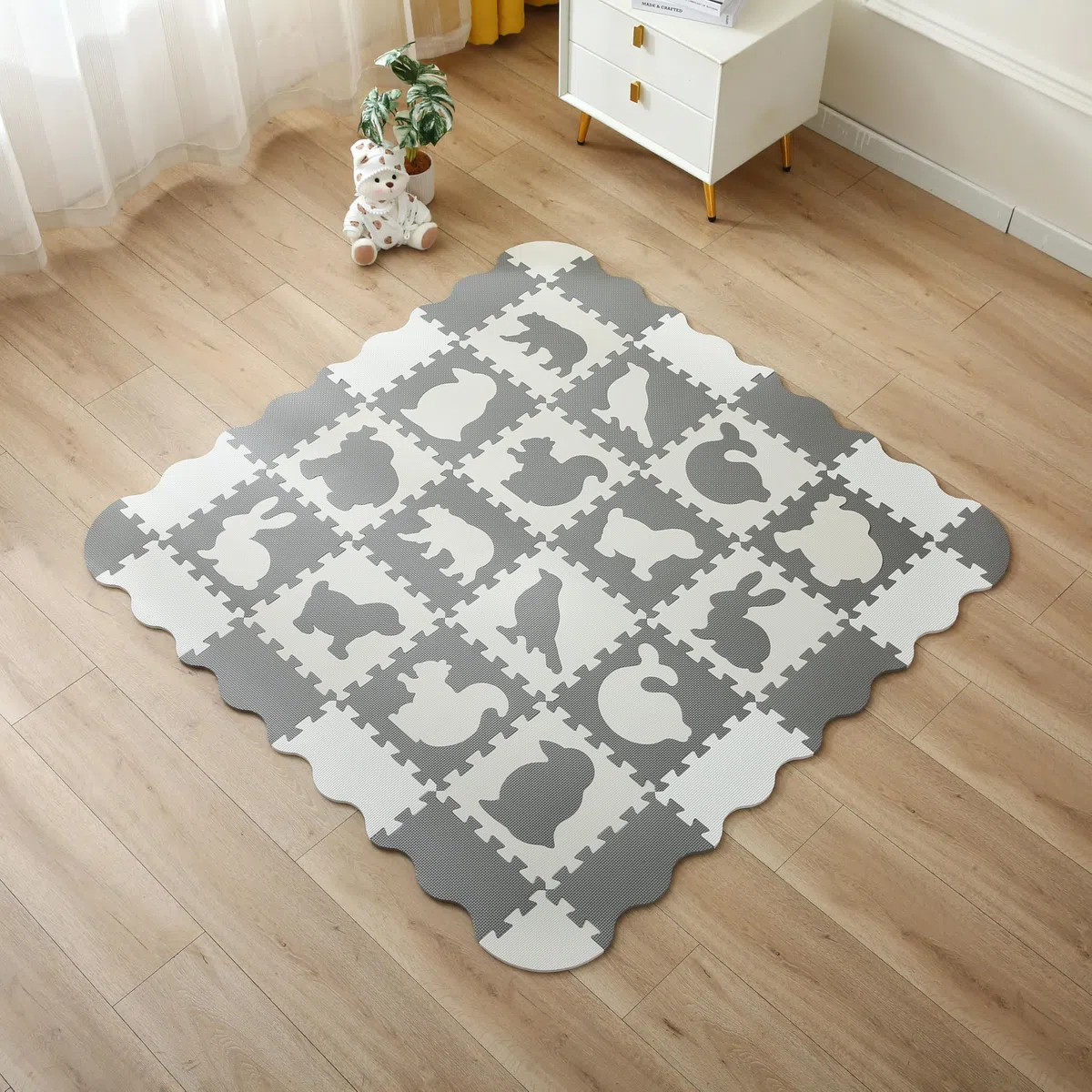 Tappeto Puzzle EVA Morbido Antiscivolo per Bambini 142x142x1cm 36 Pezzi Modello 11