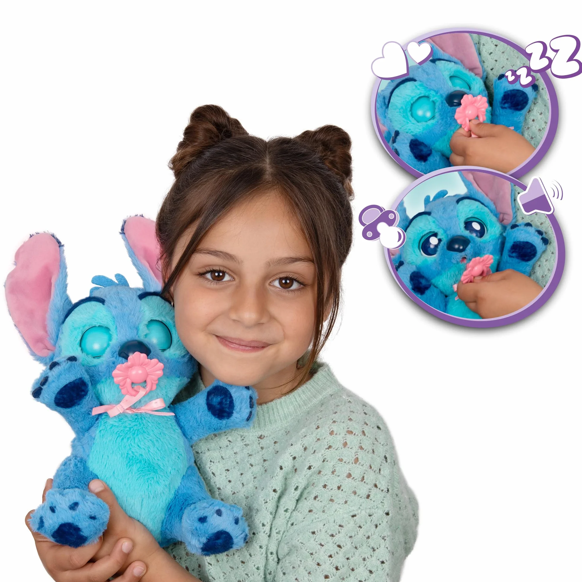 BABY PAWS Stitch Cucciolo Interattivo di Peluche per Bambini con Suoni e Occhi che si Muovono