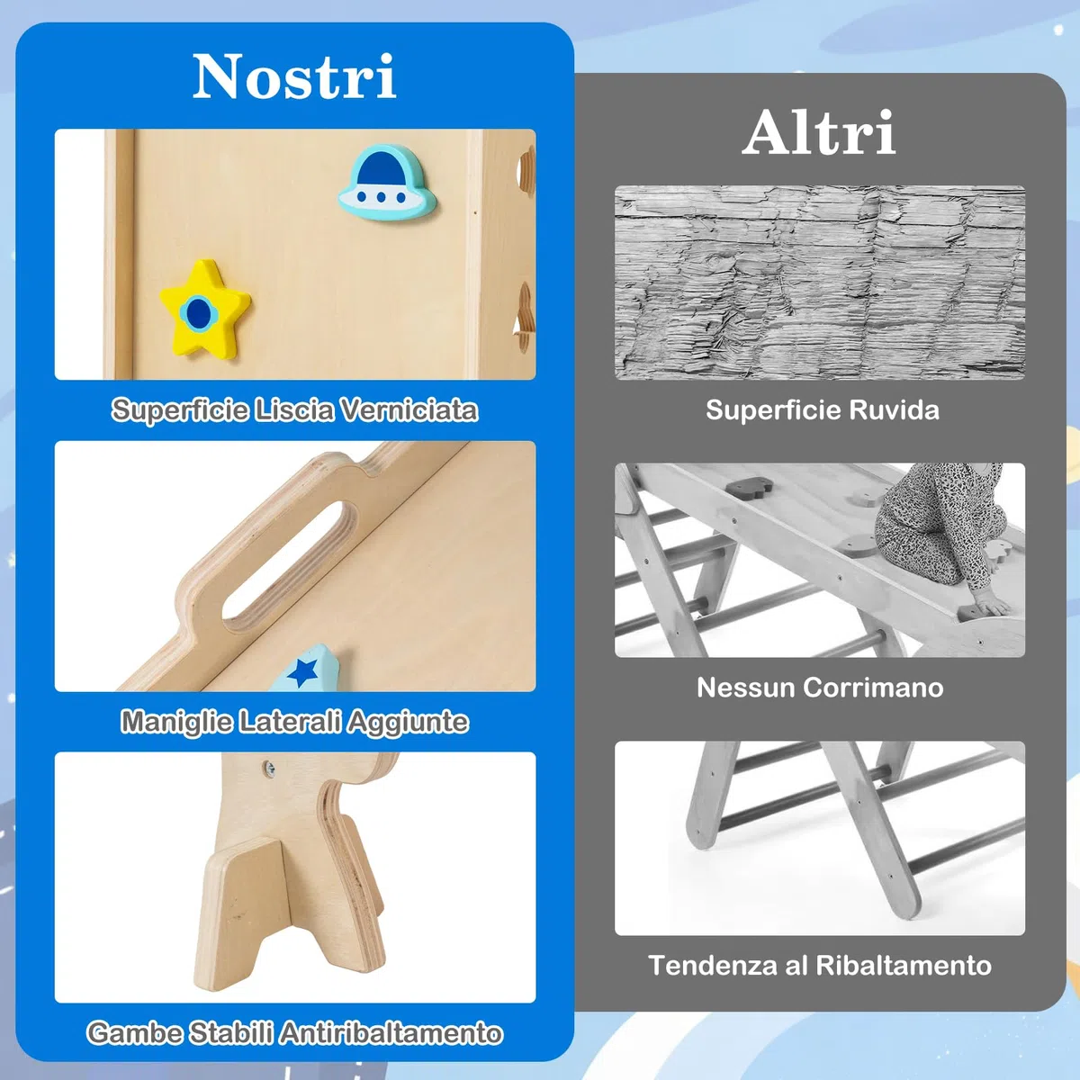 COSTWAY Set da Arrampicata in Legno per Bambini, Giocattoli Montessori 8 in 1 con Triangolo Arco Rampa e Corda, Naturale