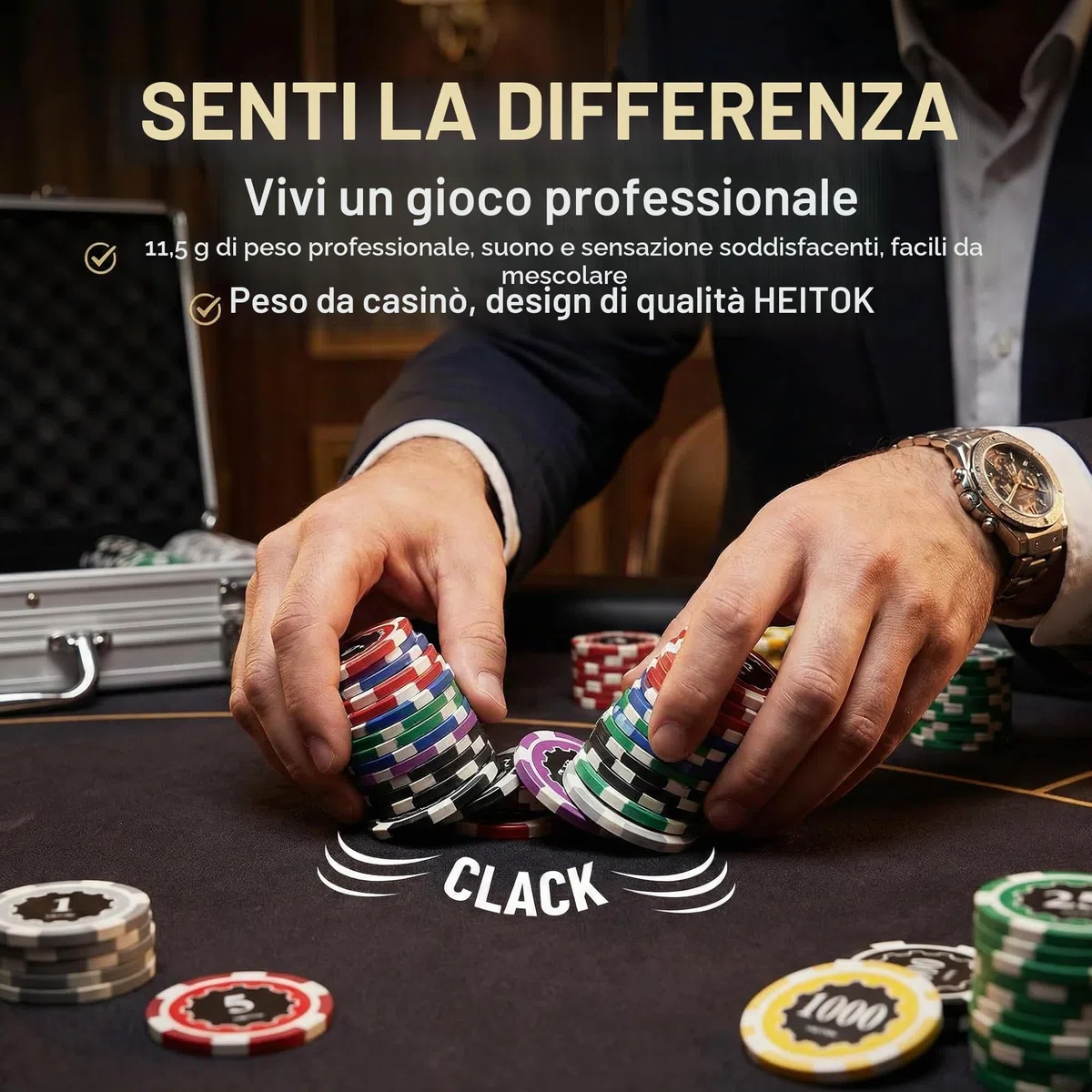 Set Poker 300 Fiches 11,5g Nucleo Metallo - Valigetta Alluminio per Texas Hold'em Professionale