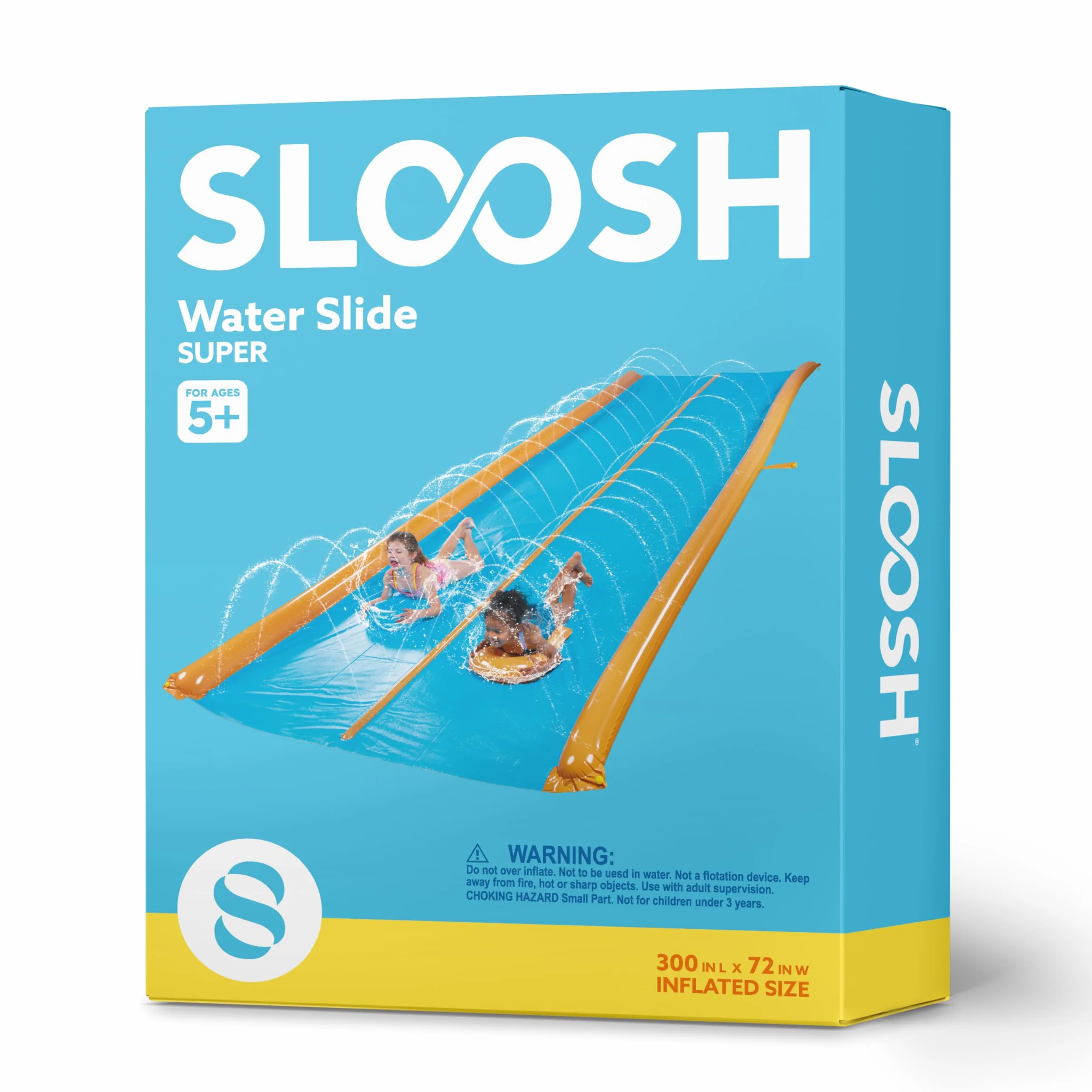 Sloosh 762 × 183 cm doppio scivolo d'acqua per prato con irrigatore e 2 tappetini gonfiabili