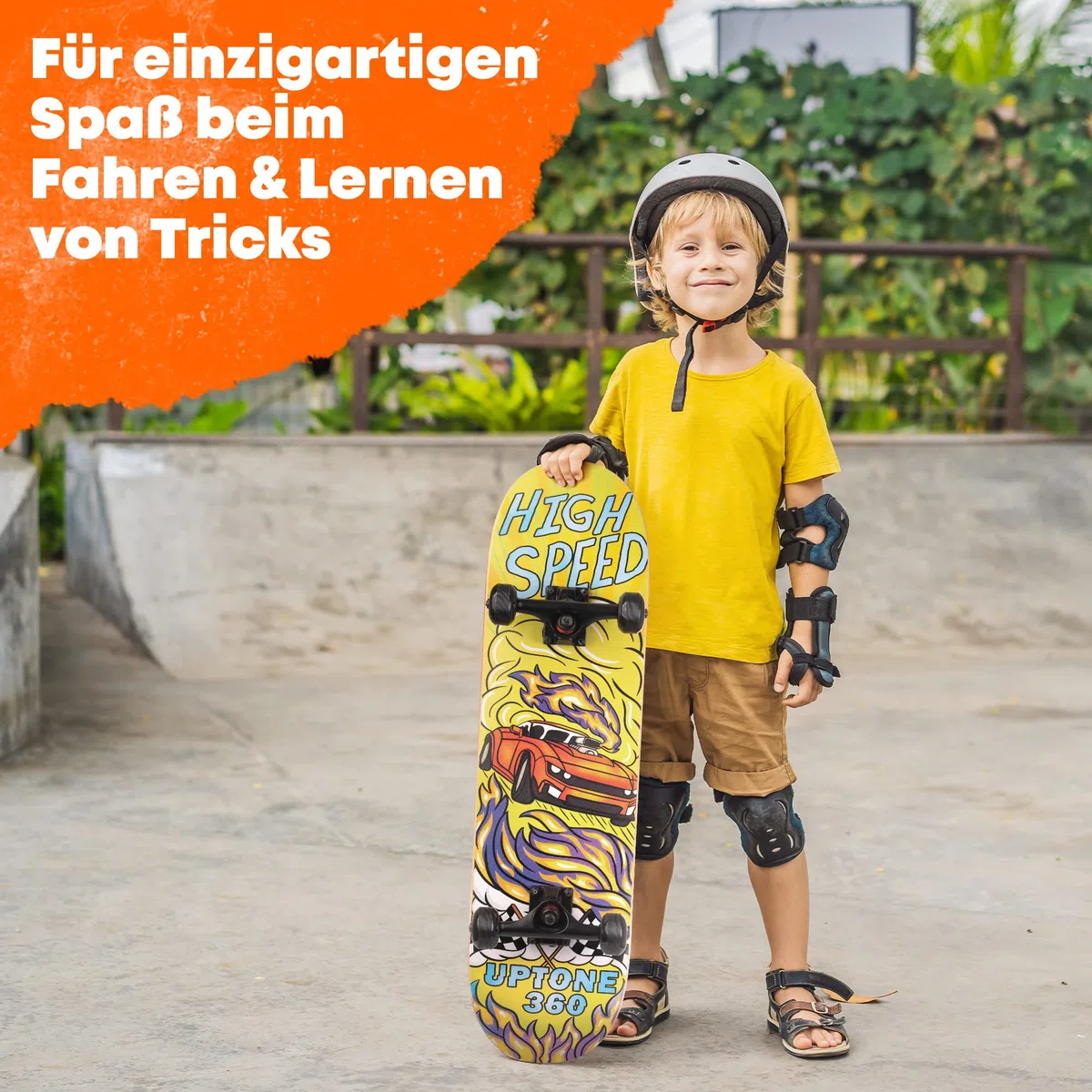 Skateboard | per bambini a partire dai 6 anni | Skate Board per mezzo pipe e strada | Portata fino a 150 kg | durevole e stabile | ideale per bambini, adolescenti e ragazzi (car)