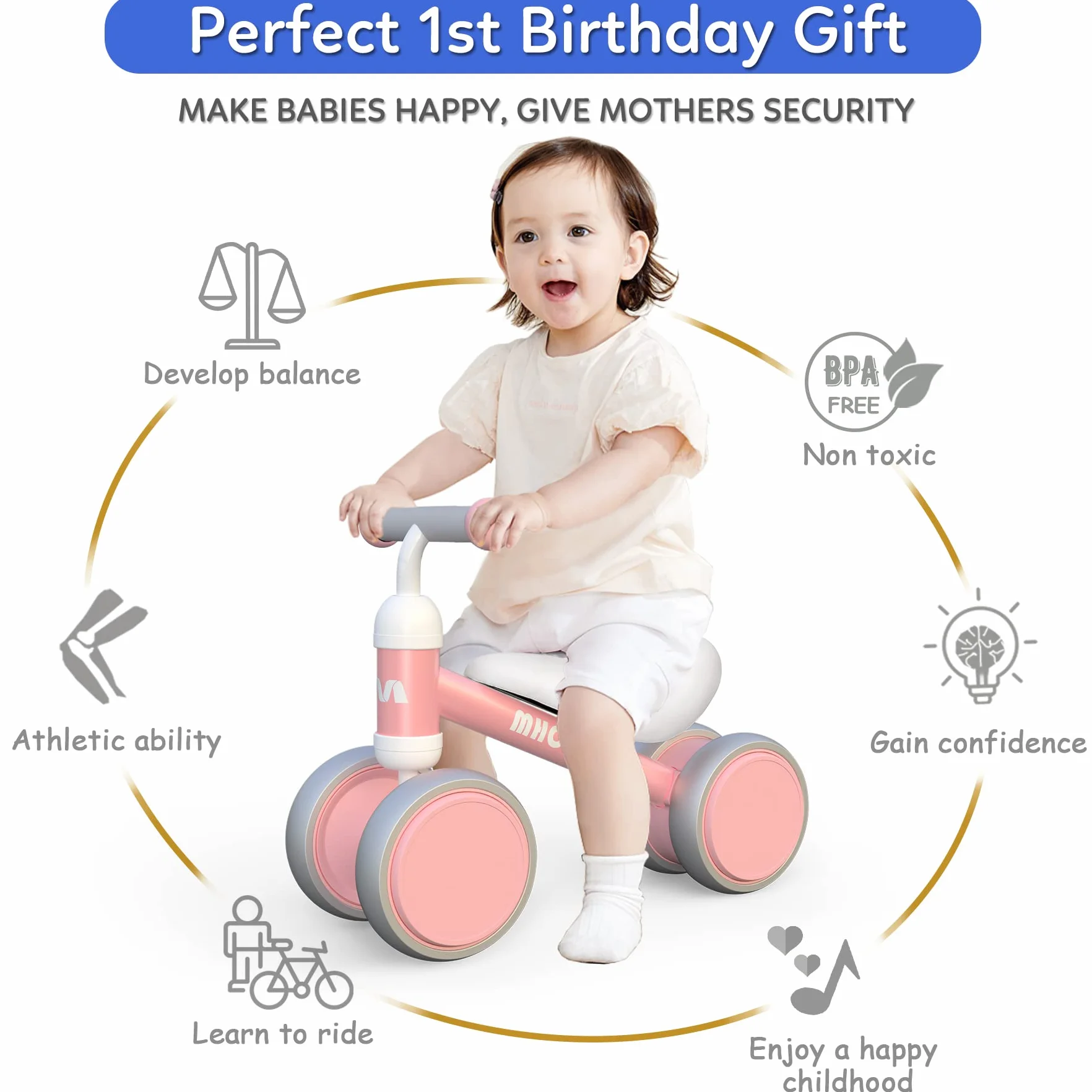 VITONIS Bicicletta Senza Pedali per 1-2 Anni Baby Walkers regalo per ragazzi e ragazze Giocattoli Regali per Bambini