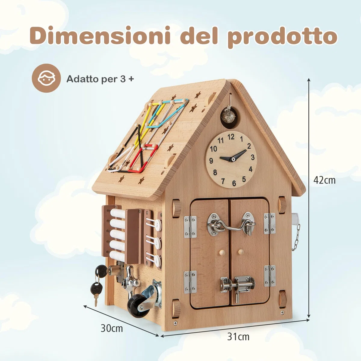 RELAX4LIFE Giochi Montessori Busy House, Casetta Attività Bambini 1-5 Anni