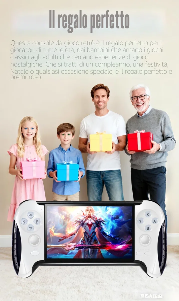 4,3 pollici Console di Videogiochi Portatile Design per Impugnature Creative Emulatori Multipli Output TV MP4/MP3/E-book Puzzle Casuale Retrò Videogiochi Regali di Compleanno/Vacanze