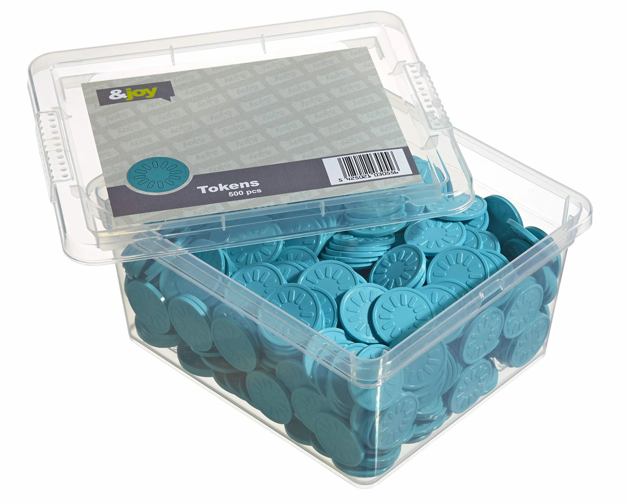 En-Joy Gettoni Serigrafati Plastica - Fiore Turchese - 500 Monete - 29 mm