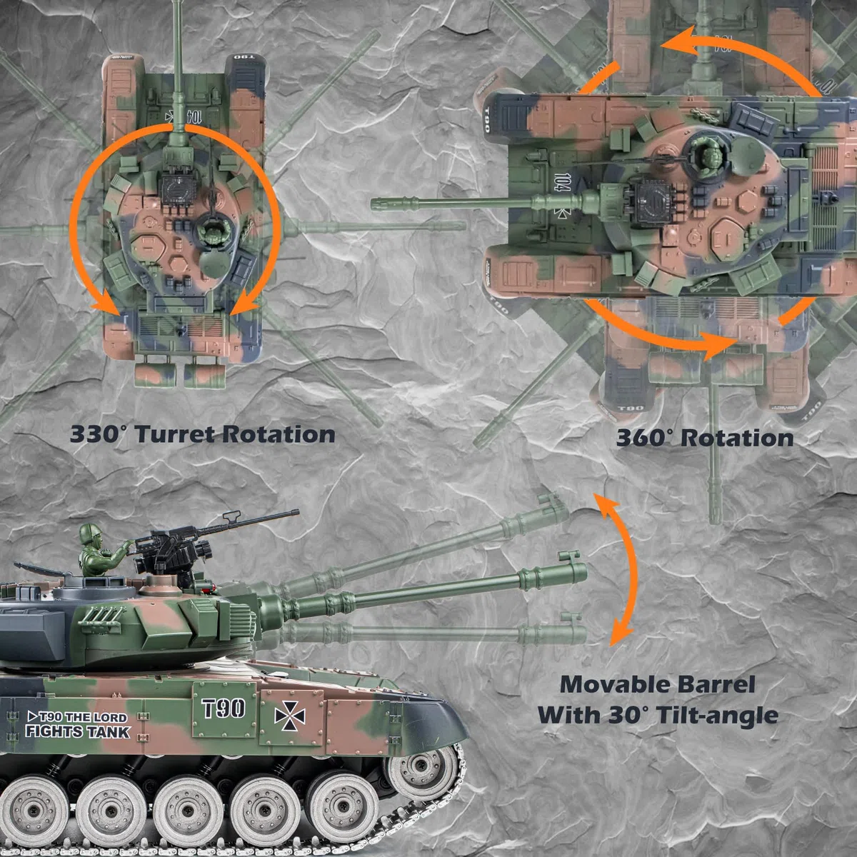Supdex Carro Armato Telecomandato Russia T90, 1/18 Modello di Carro Armato, 2.4GHz Telecomando Giocattolo, con Suoni Realistici e Luci, Veicolo Militare RC per Adulti e Bambini che Spara BBS