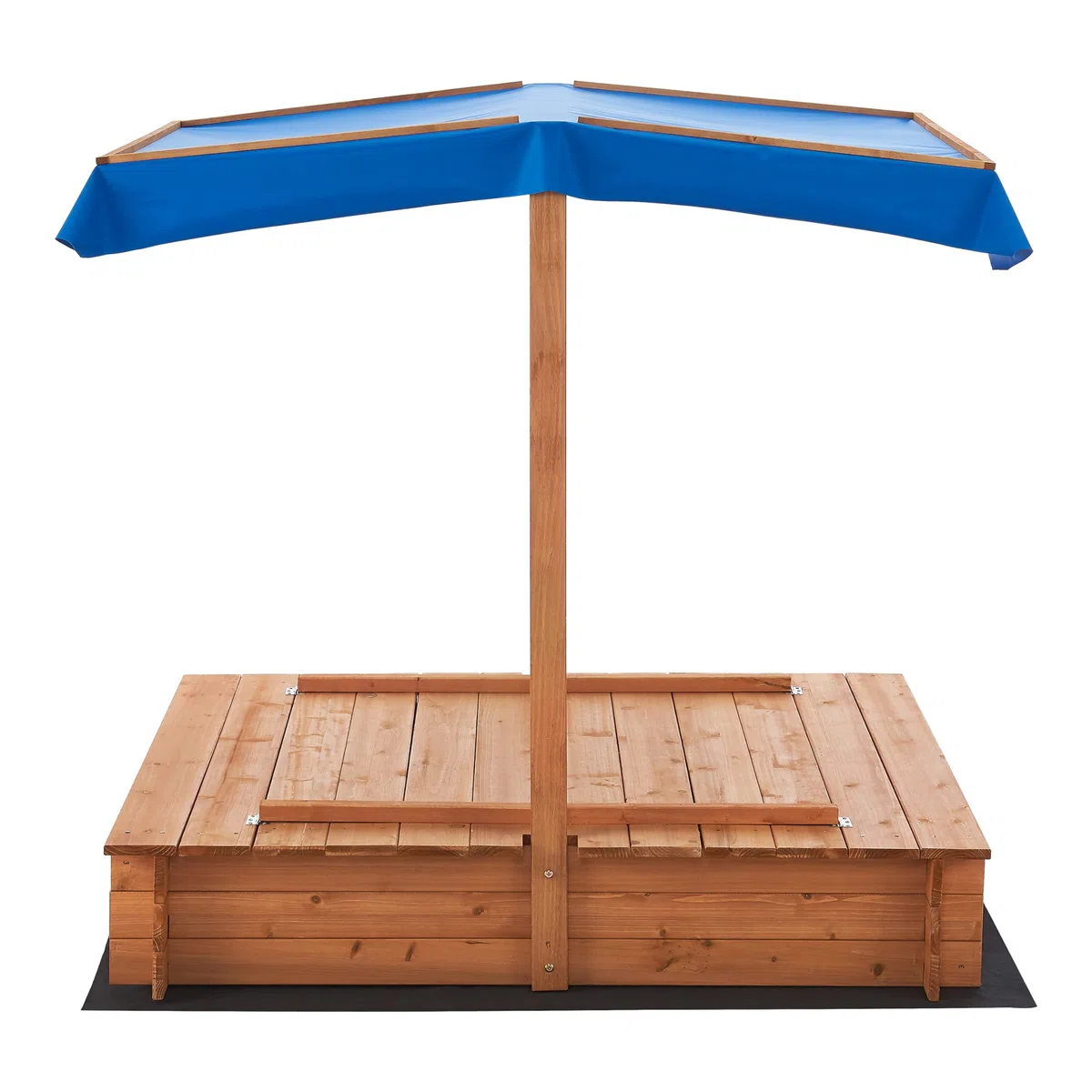 [en.casa] Sabbiera per Bambini in Legno con Panchine Integrate e Tenda Parasole Area Gioco da Giardino con Sedute Ripiegabili e Copertura per Sabbia 120 x 120 x 120 cm