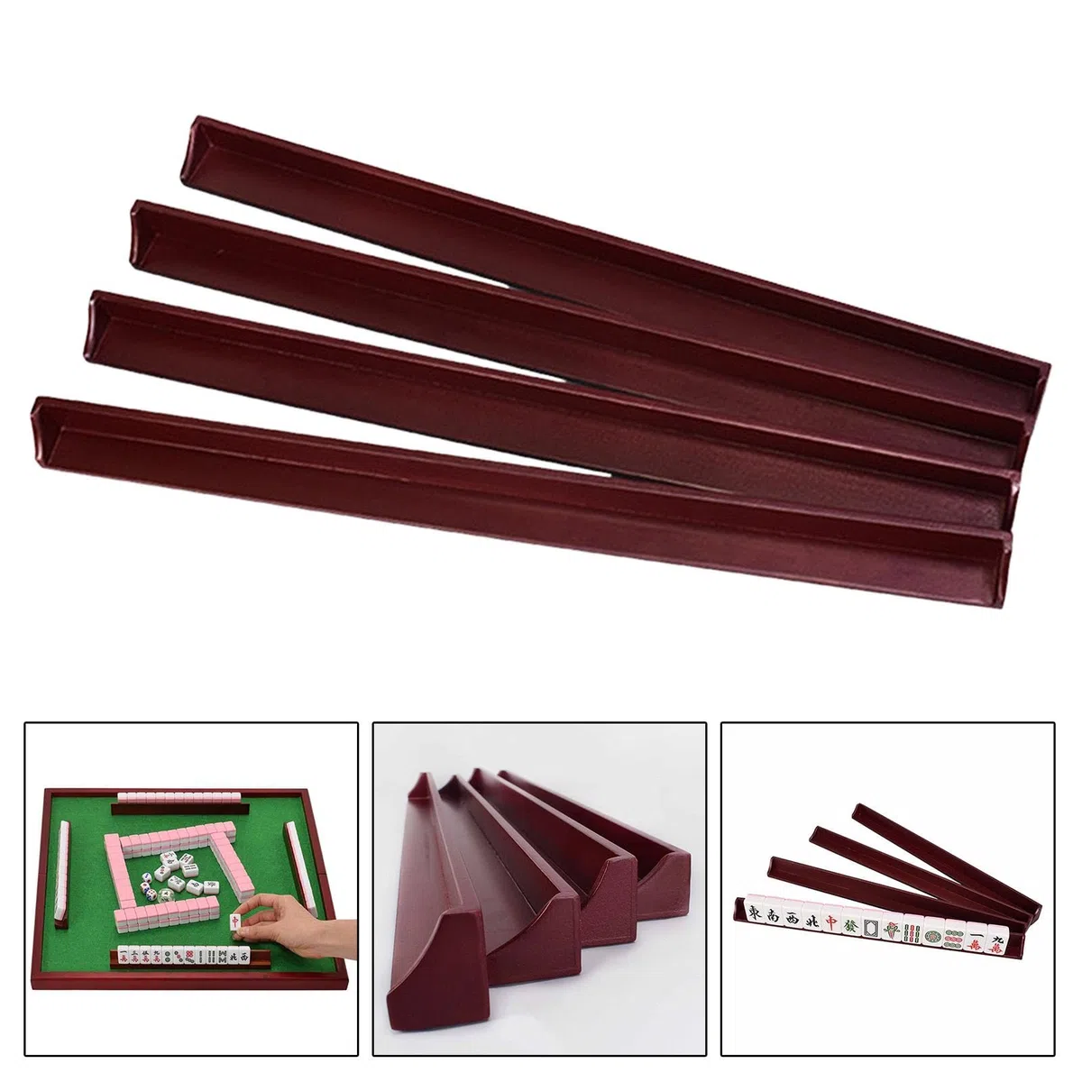 4 Pezzi Porta Tessere Mahjong Set di Rastrelliere Organizer per Tessere Supporti in Legno per Un Ordinamento Rapido delle Tessere Adatto per Giocator, 450x30x5mm