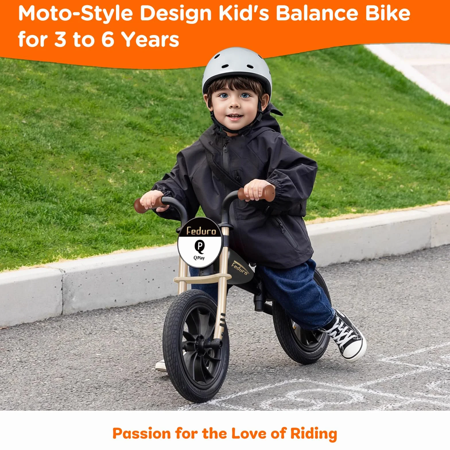 QPLAY Balance Bike Feduro Bicicletta senza pedali per bambini da 3 a 6 anni, bici d'equilibrio con sella regolabile in altezza, ruote da 12 pollici a camera d'aria all terrain, fino 30 kg