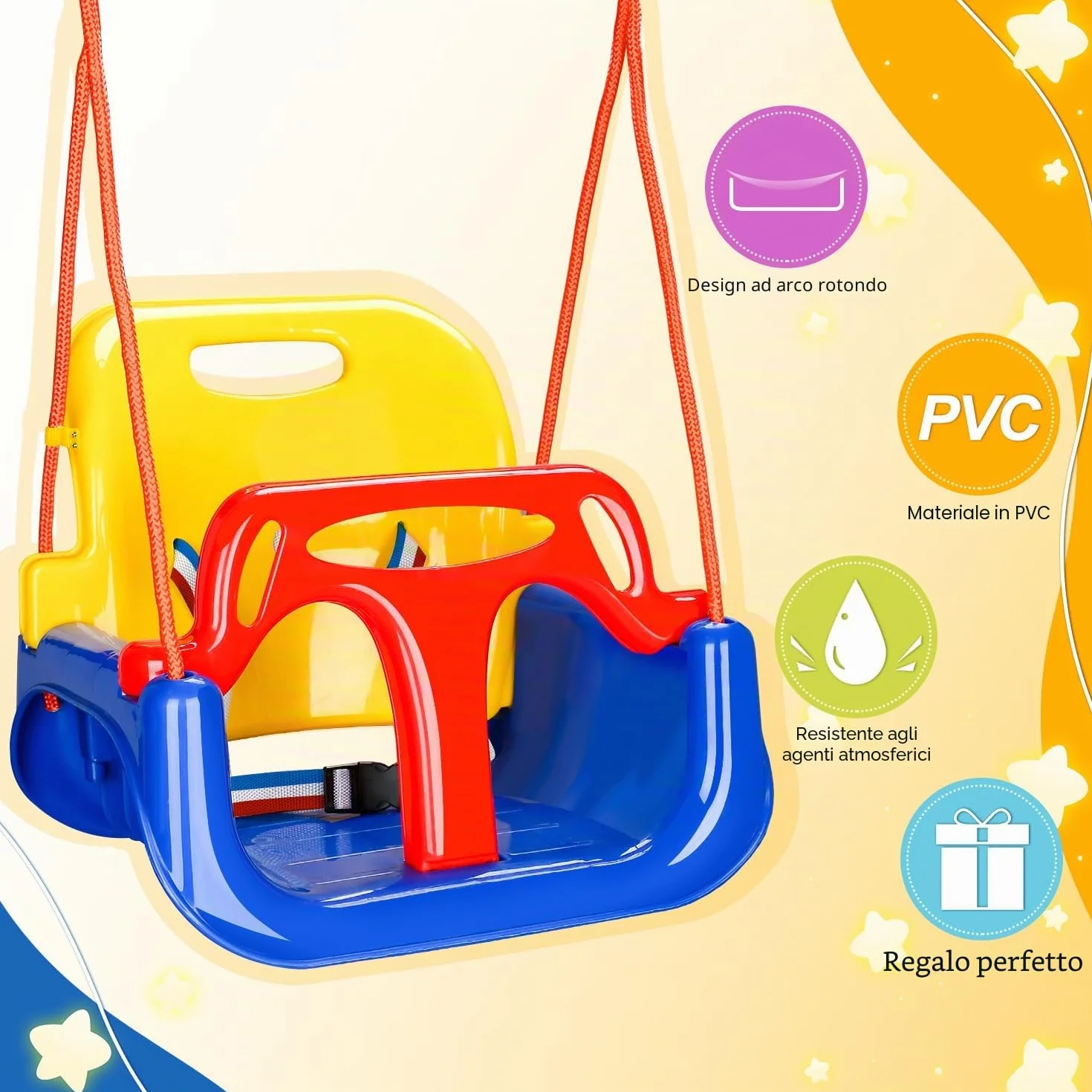 Altalena per bambini 3 in 1 fino a 50 kg, seggiolino rimovibile, regolabile in altezza, altalena per bambini che cresce con il bambino per esterni e interni