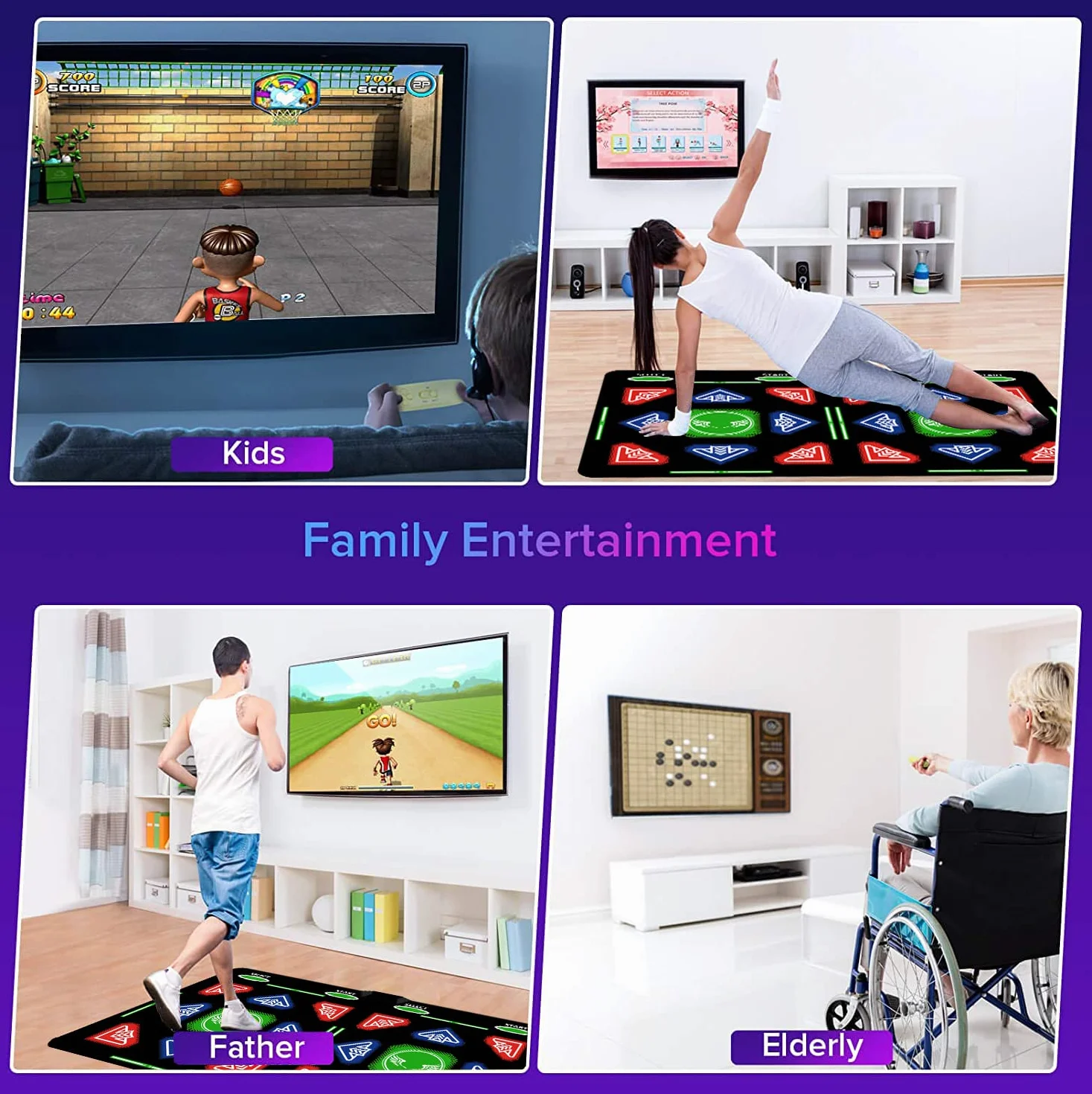Tappetino da Ballo HDMI per Bambini e Adulti, 64 GB, con 1000 Giochi, 885 Canzoni e 81 MTV, Morbido Tappetino Fitness in Flanella per Yoga, Corsa, Aerobica, Sport e Puzzle, Perfetto Compleanno