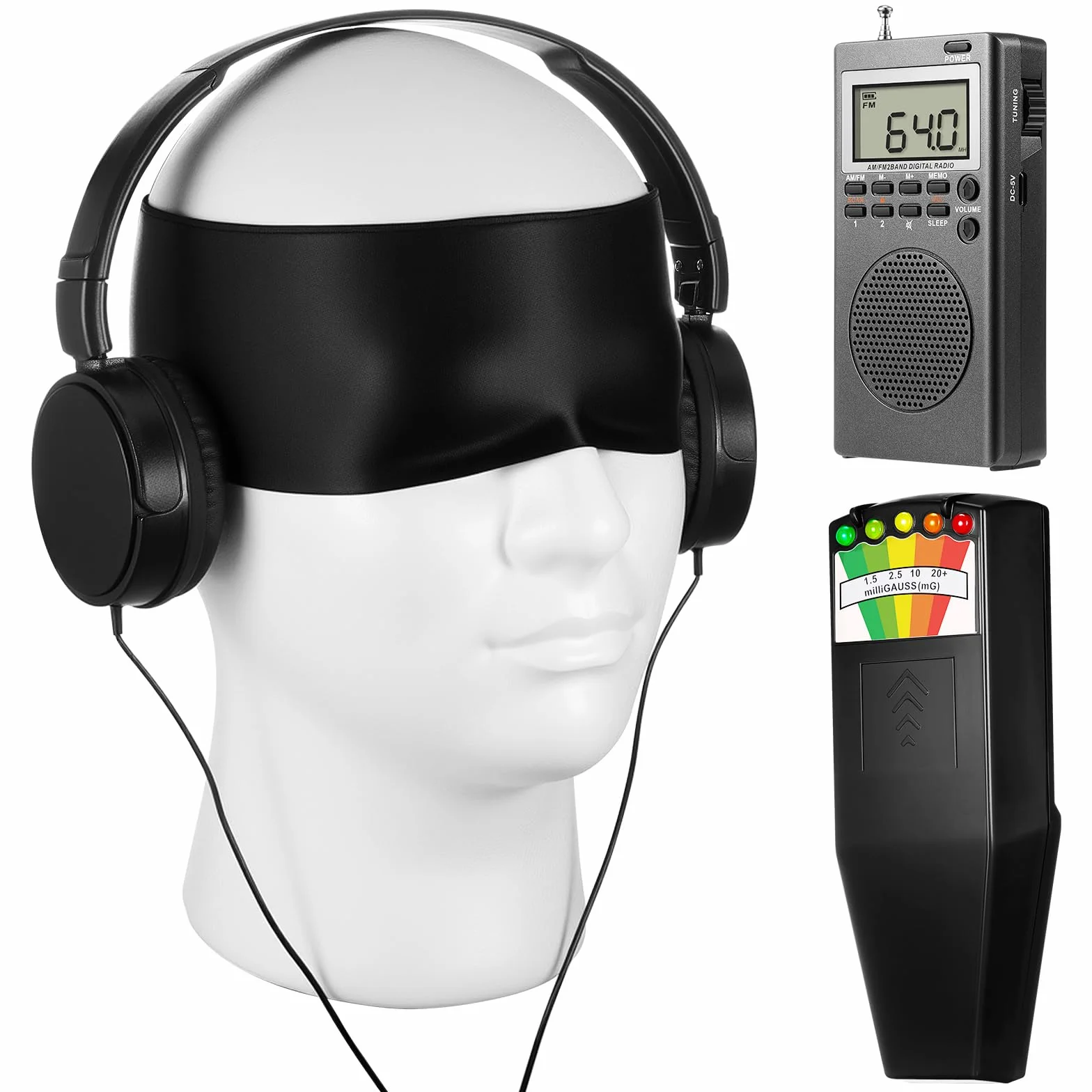 Dunzy Kit di attrezzature per la caccia ai fantasmi con Ghost Box Rilevatore di campo magnetico Cuffie Benda Dispositivo di caccia per indagini Emf Meter Magnetico Paranormale Spirit Forniture per