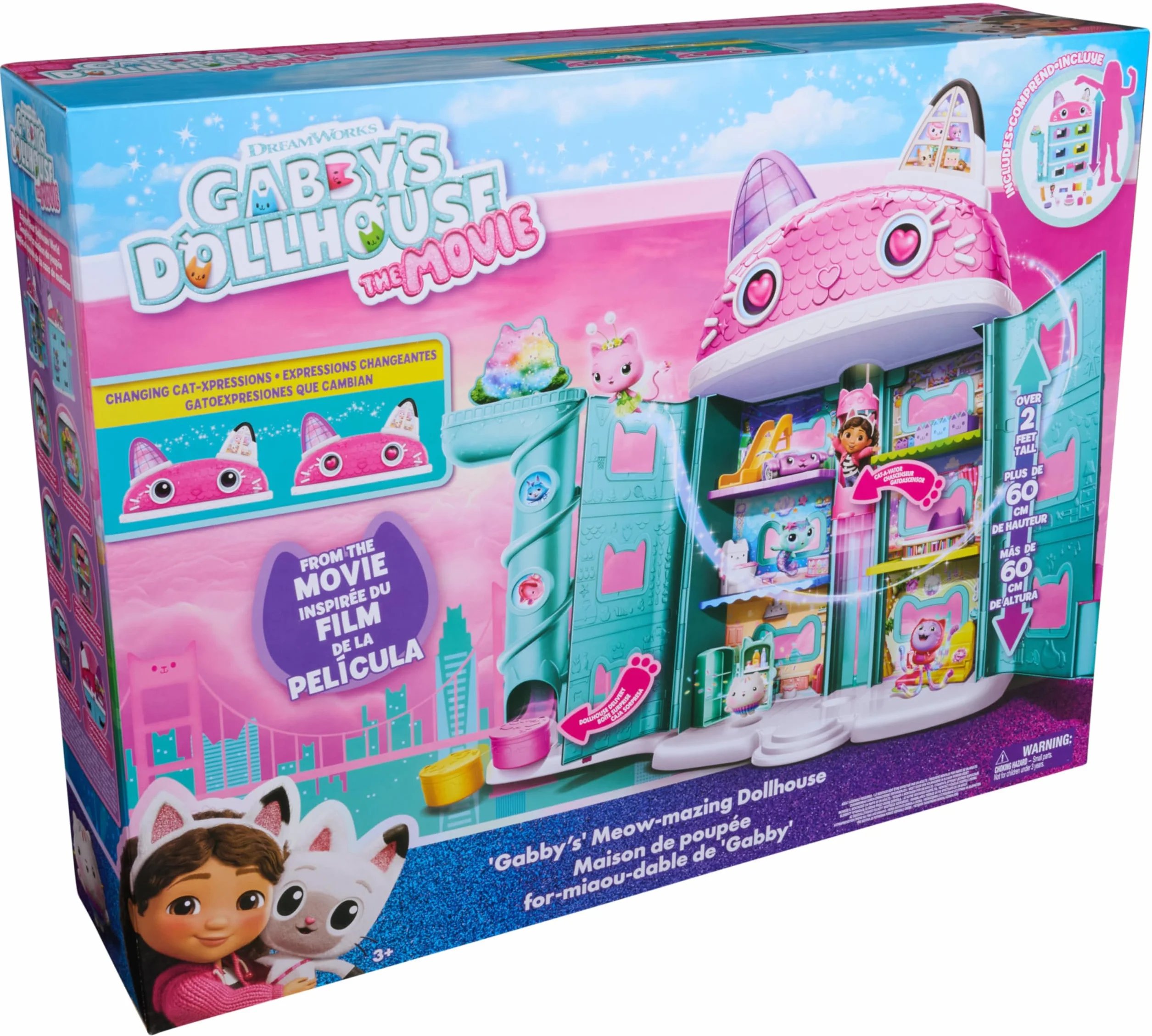 Gabby's Dollhouse The Movie, la Casa delle Bambole di Gabby a Tema Movie, Con Occhi Lenticolari, Personaggi e Mobili per la Casa delle Bambole, Alta 60 cm, 3+ Anni
