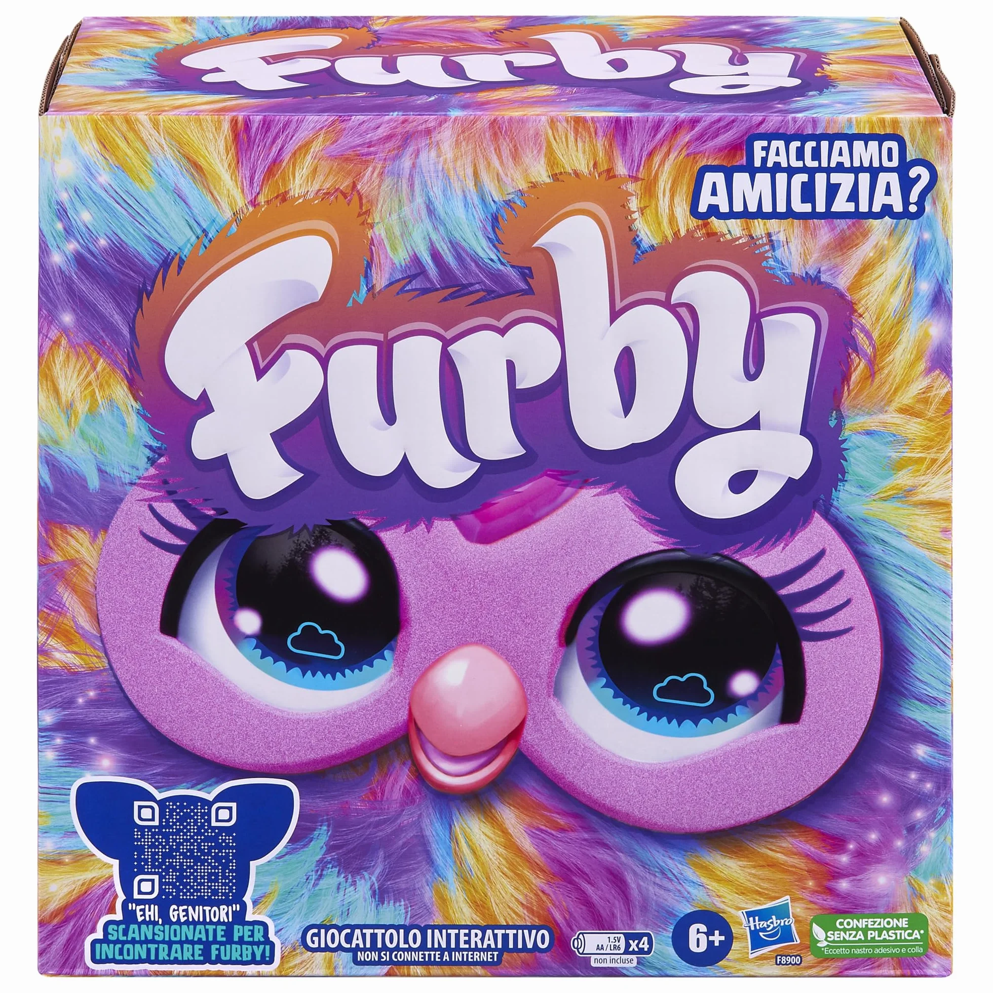 Furby Hasbro Tie Dye Peluche Elettronico per Bambini e Bambine dai 6 Anni in Su, Peluche con Suoni, Luci e 5 Modalità Vocali, Collezionabile, Multicolore