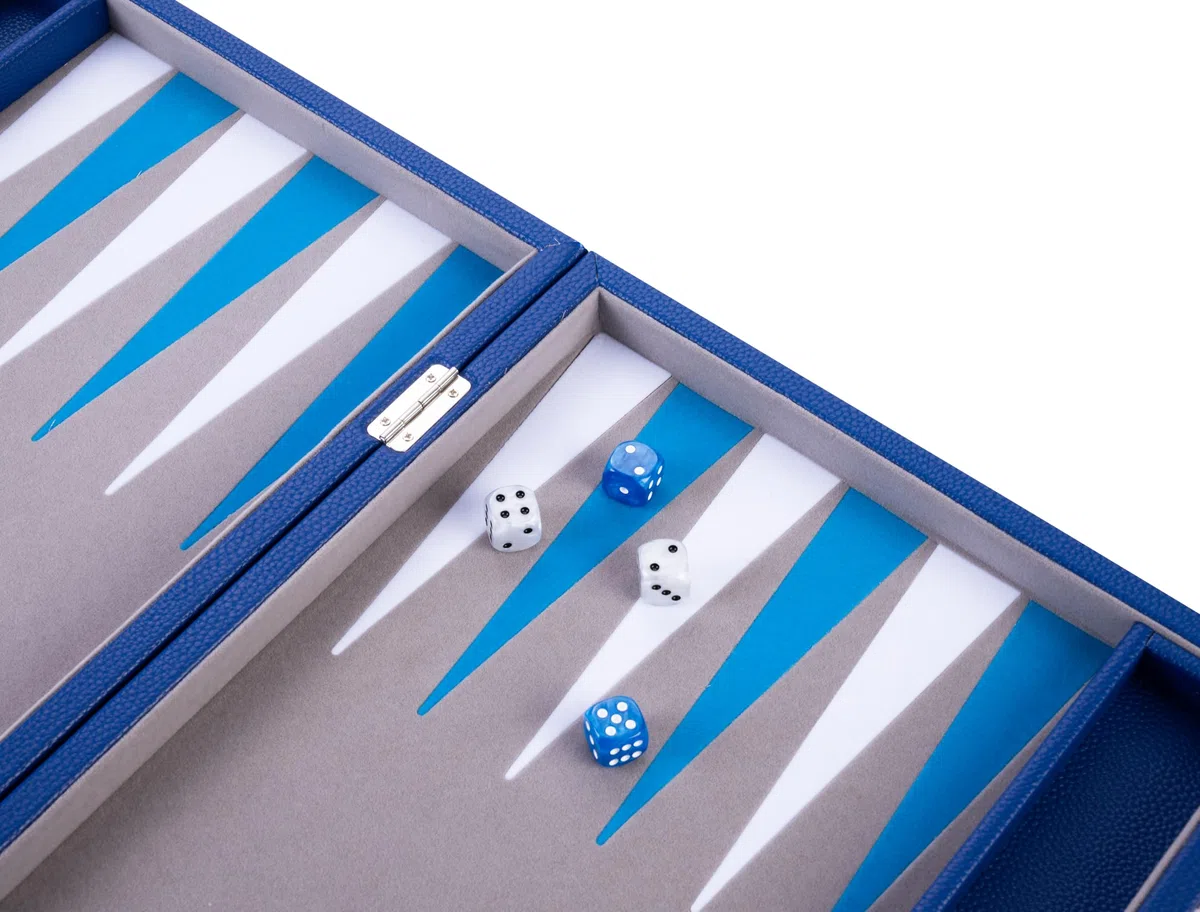 Engelhart - 250521 - Backgammon Deluxe 15" (38 cm) - Gioco di Strategia in Valigetta Elegante - Similpelle, Feltro, Pedine e Dadi Perlati
