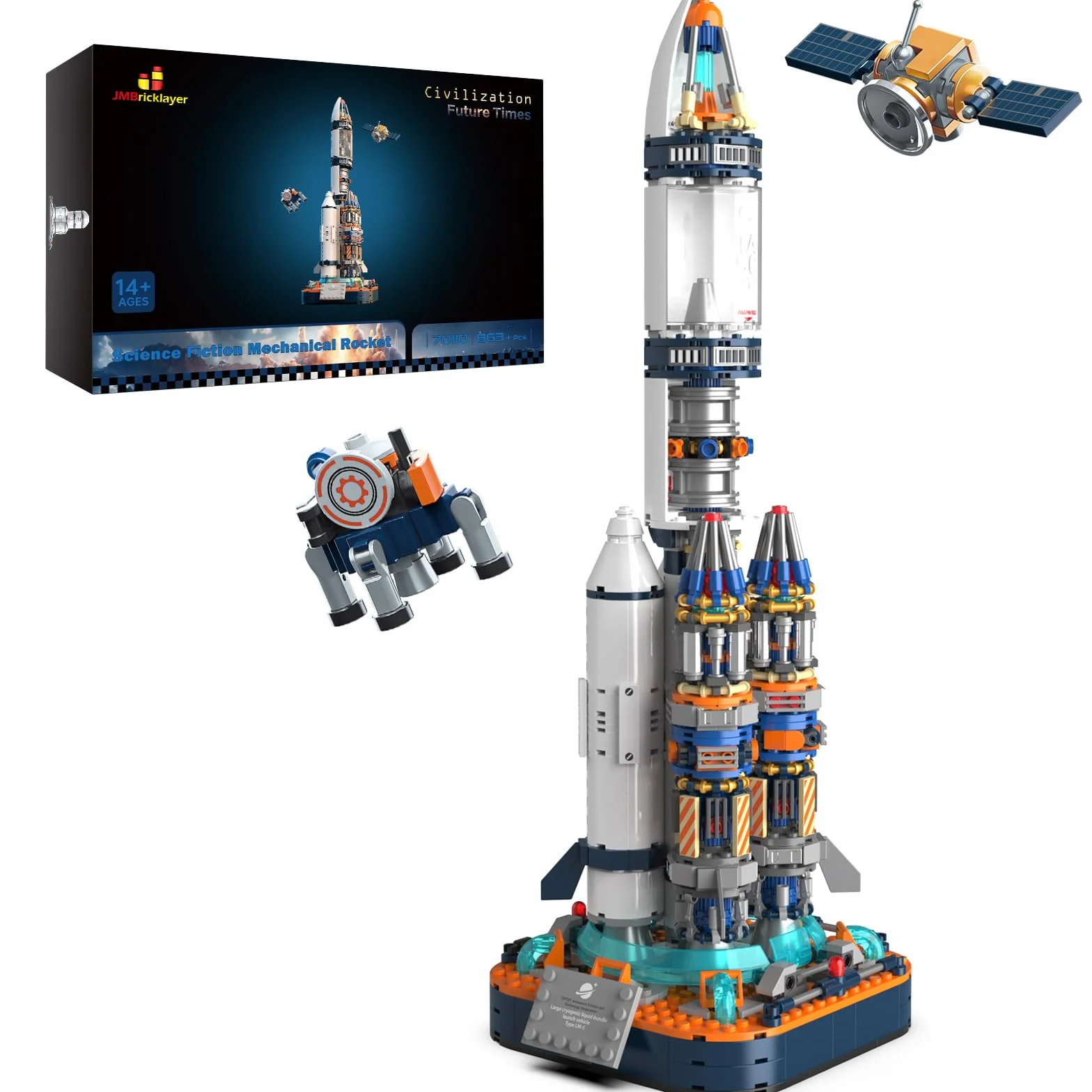 JMBricklayer Space Rocket Building Set per ragazzi 8-14 adulti 70110, giocattoli per esplorazione astronave, navicella spaziale, razzo, nave, set da collezione, regali per adulti, ragazzi e ragazze